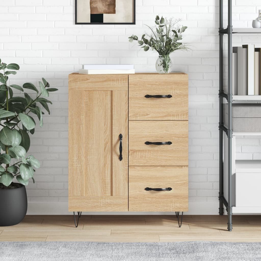 Walplus Engineered Wood Sideboard Cabinet - Sonoma Oak - 69.5 x 34 x 90 cm