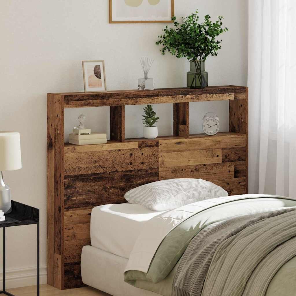 Walplus Engineered Wood Headboard - Dark Wood - 120 x 17 x 102 cm