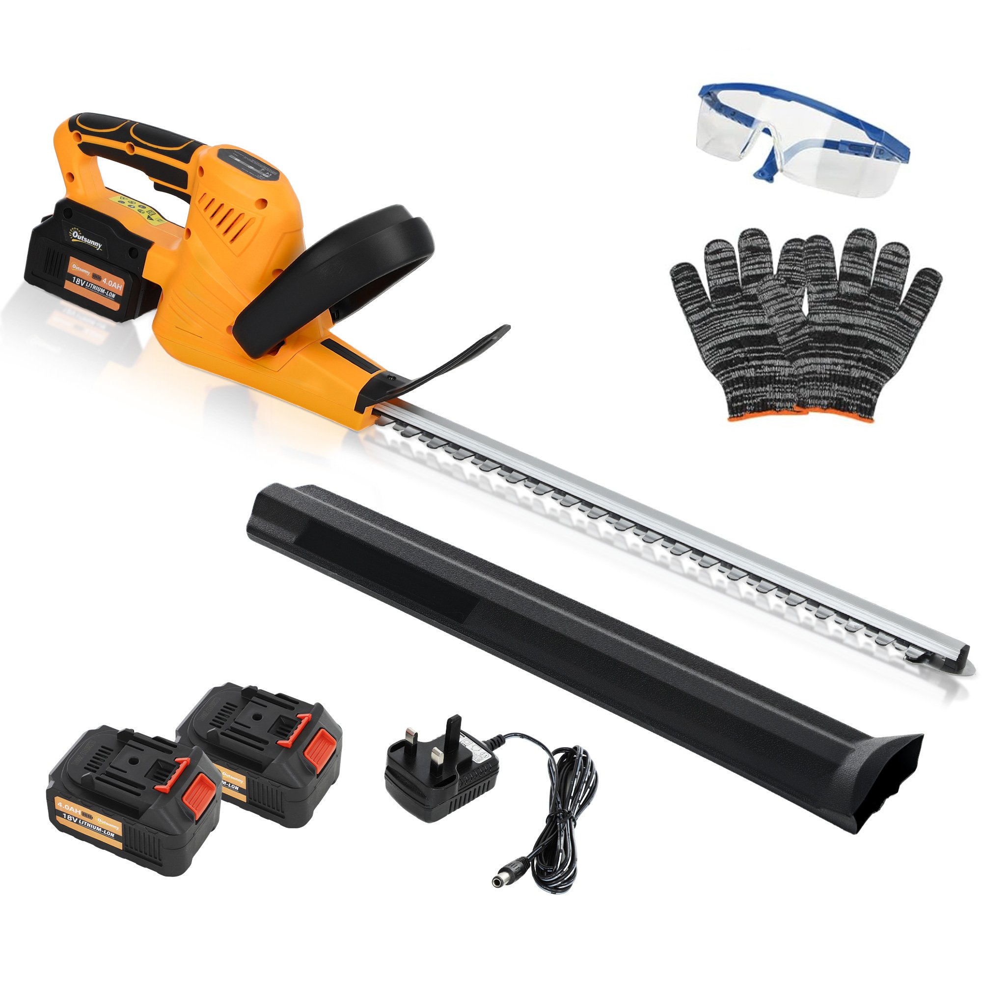 Outsunny Brushless Cordless Hedge Trimmer – Orange