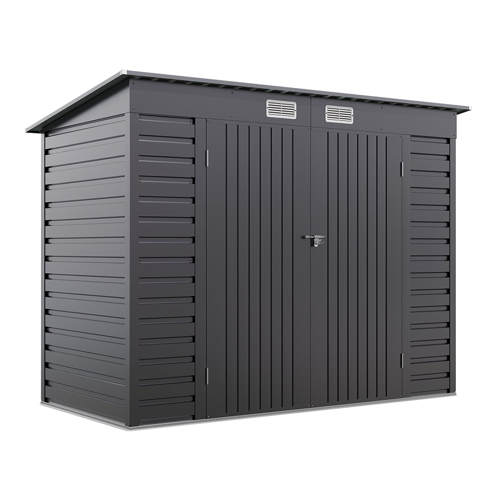 Living and Home Galvanized Steel Storage Shed - 4x8ft - Grey