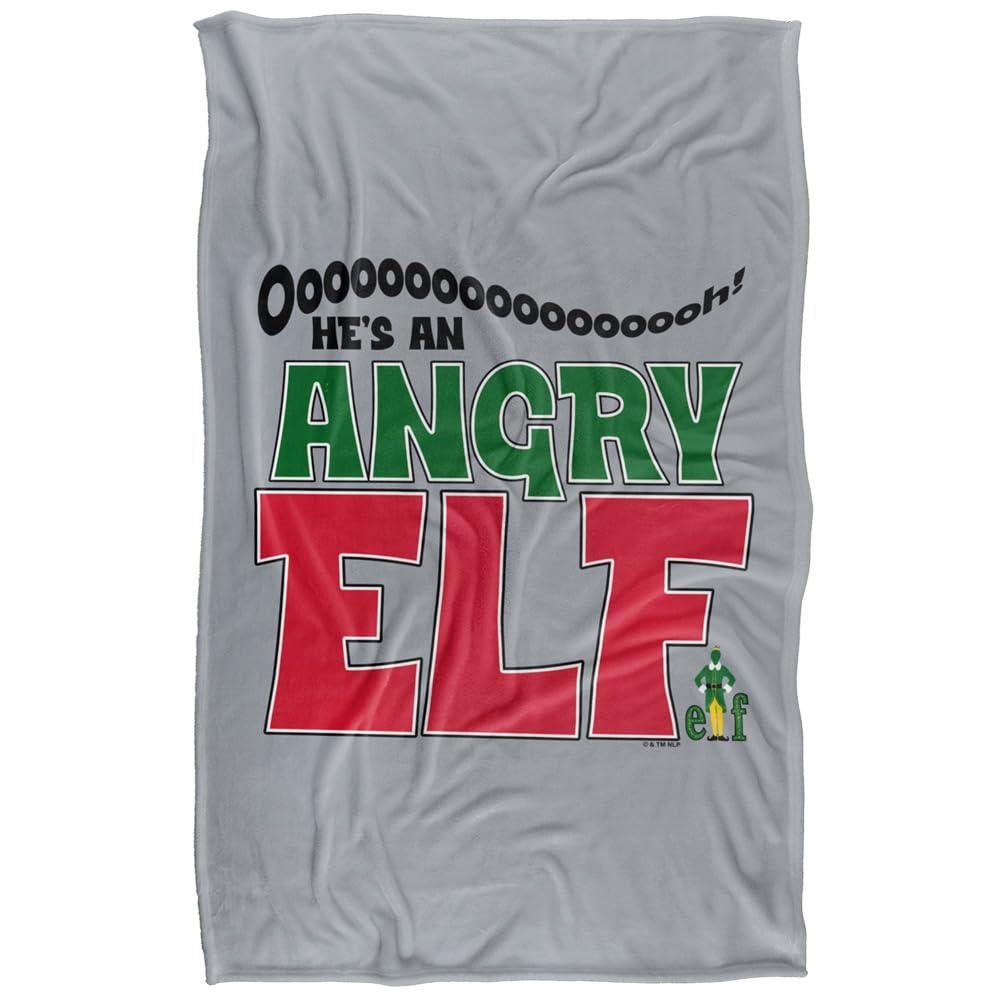 Elf Angry Elf Text Polyester Soft Touch Blanket - 147cm x 91cm