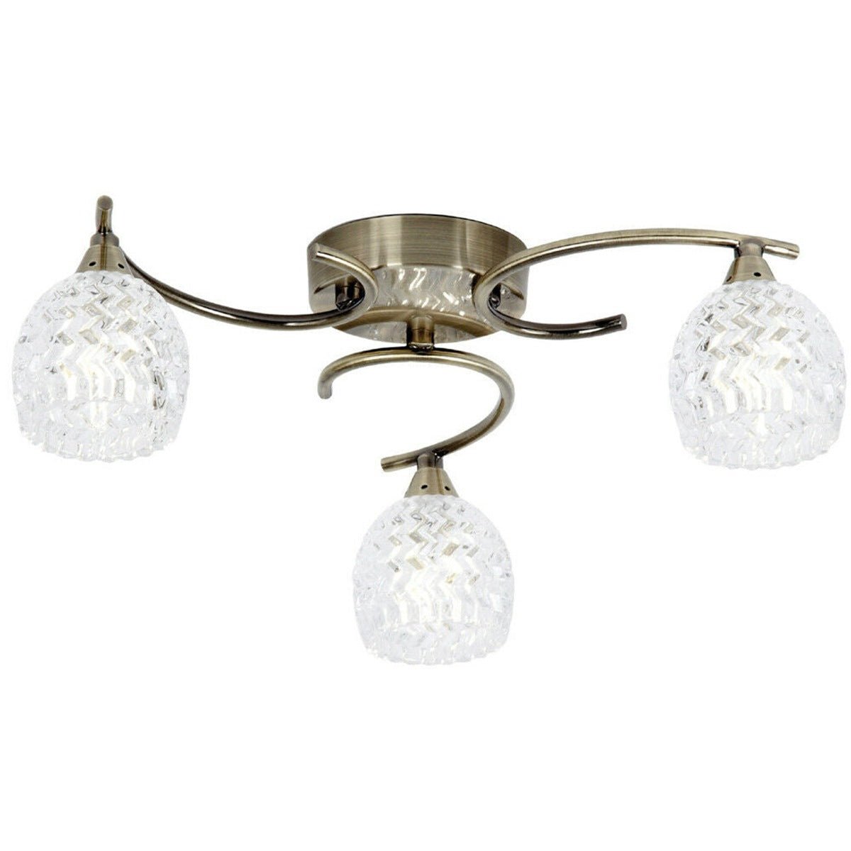 Loops Direct Steel and Glass Semi Flush Ceiling Light - Brass