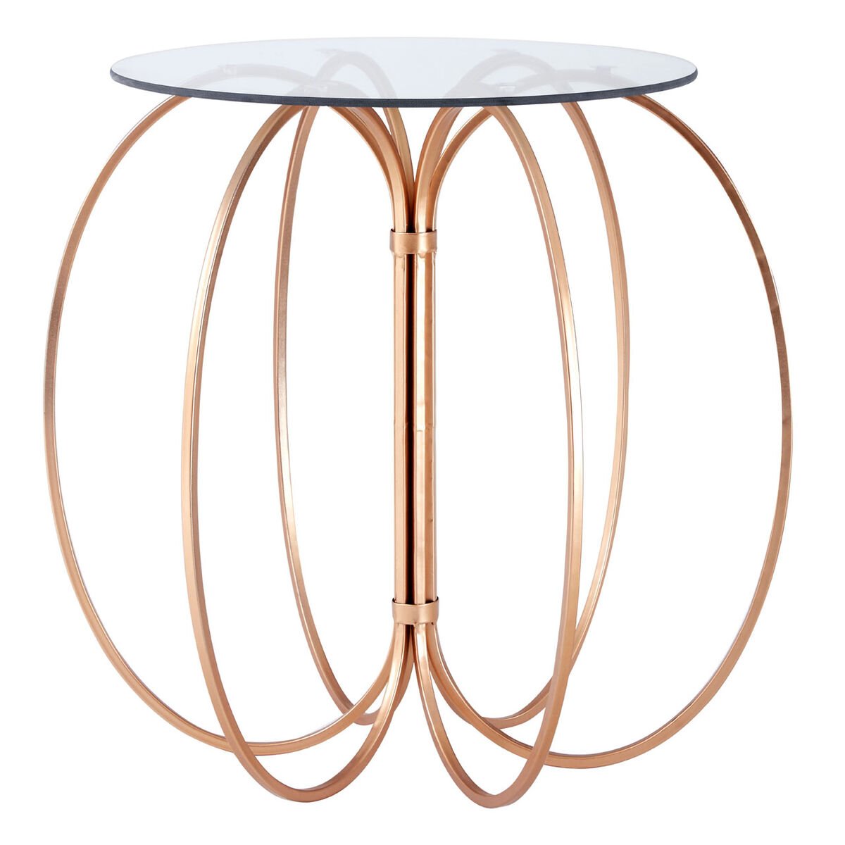 Orsina Lexa Round Glass Side Table - Gold
