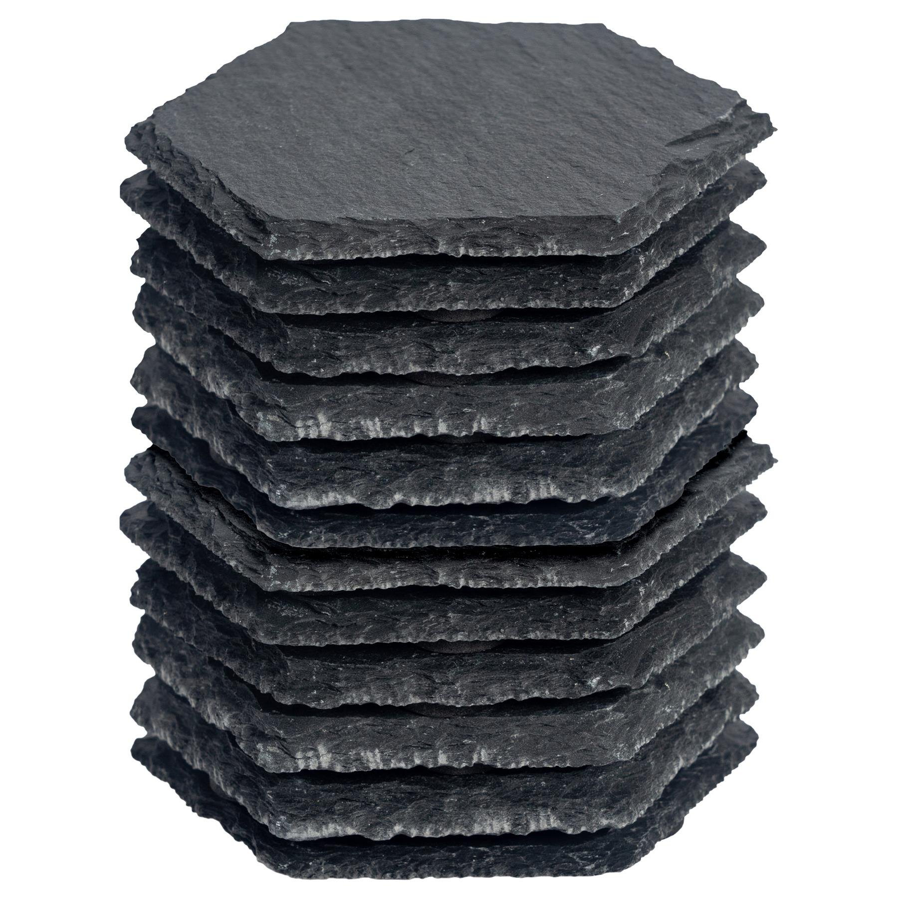 Argon Tableware Hexagon Slate Coasters - Pack of 12