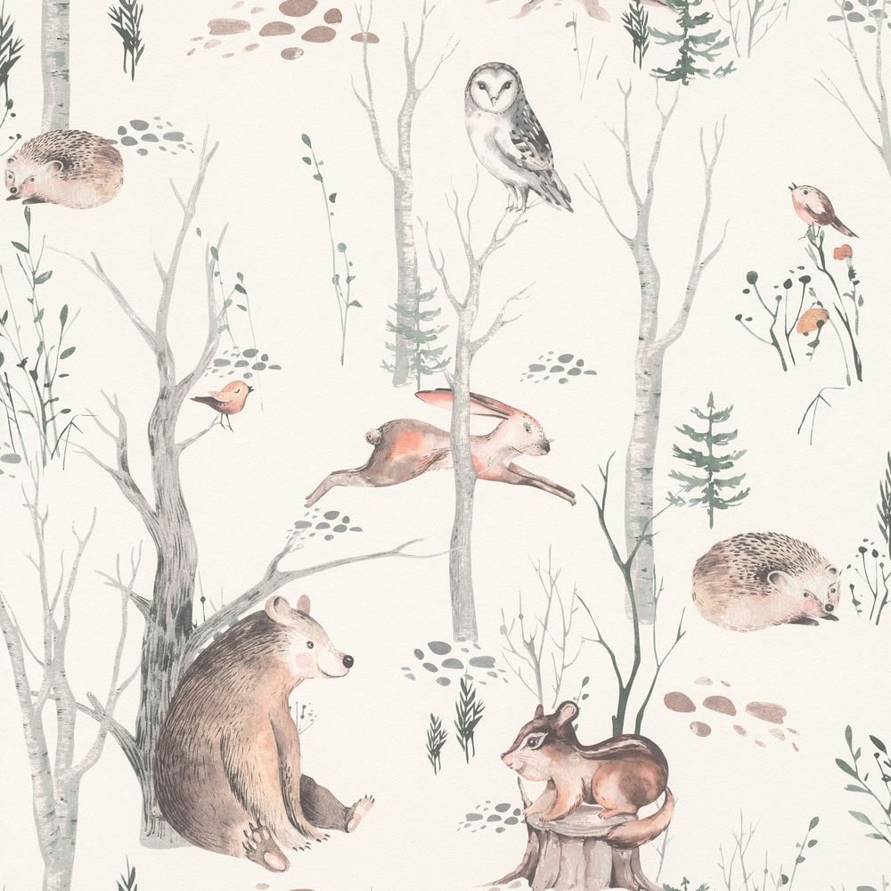 Rasch Walk Woodland Wallpaper - Neutral