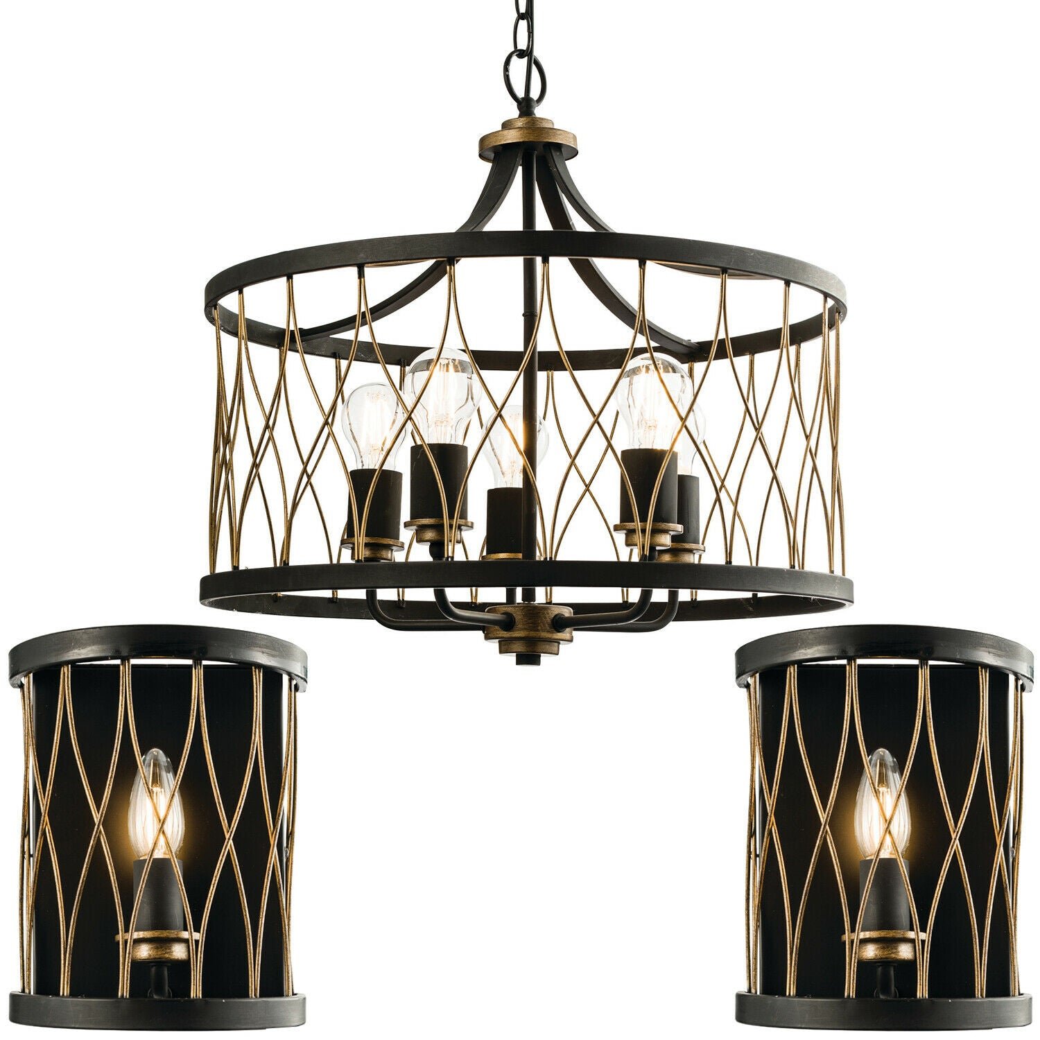 Loops Direct Steel Pendant and Wall Lights - Matt Black and Rustic Bronze