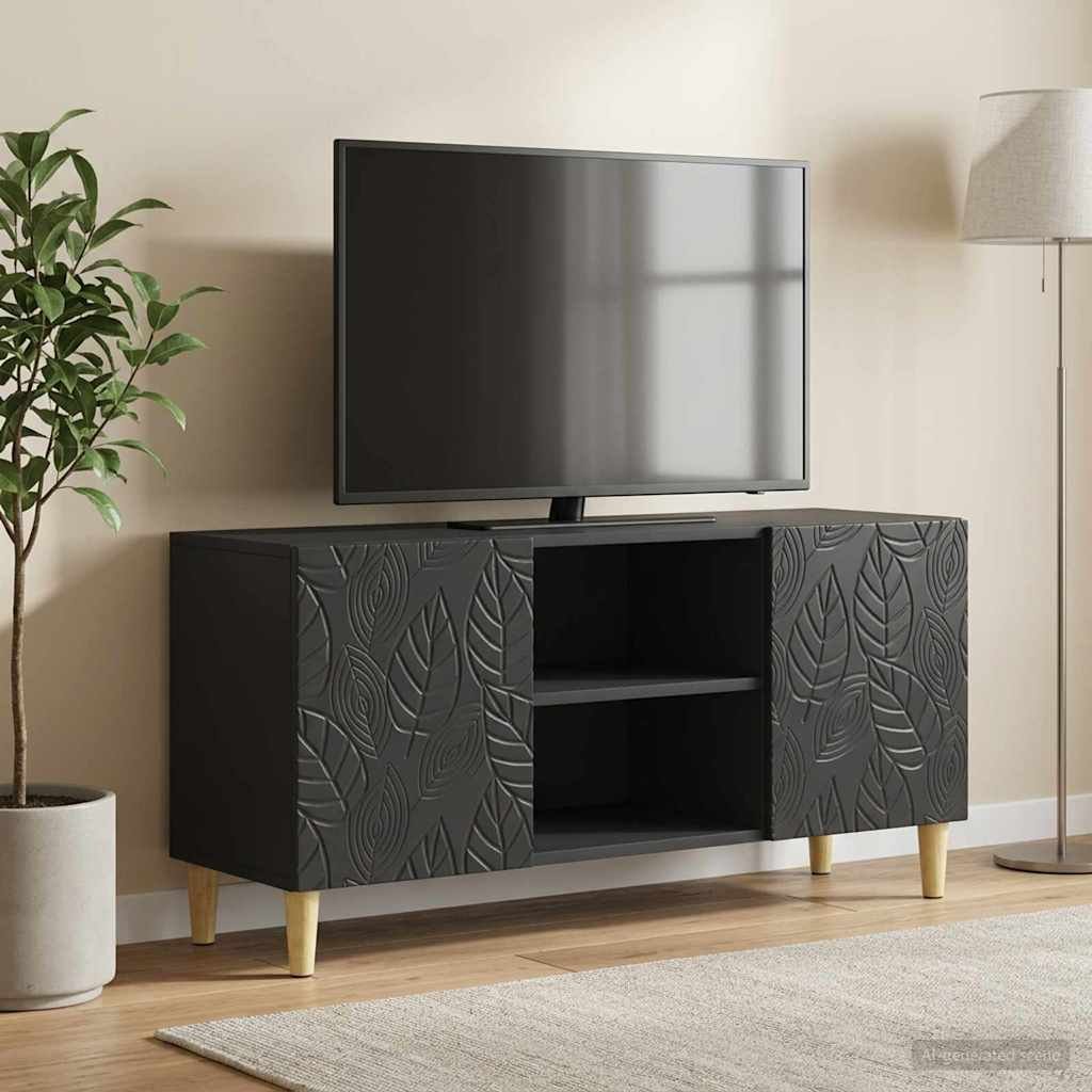 Walplus 2 Door Engineered Wood TV Cabinet 1 Shelf - Black - 102 x 34.5 x 50 cm