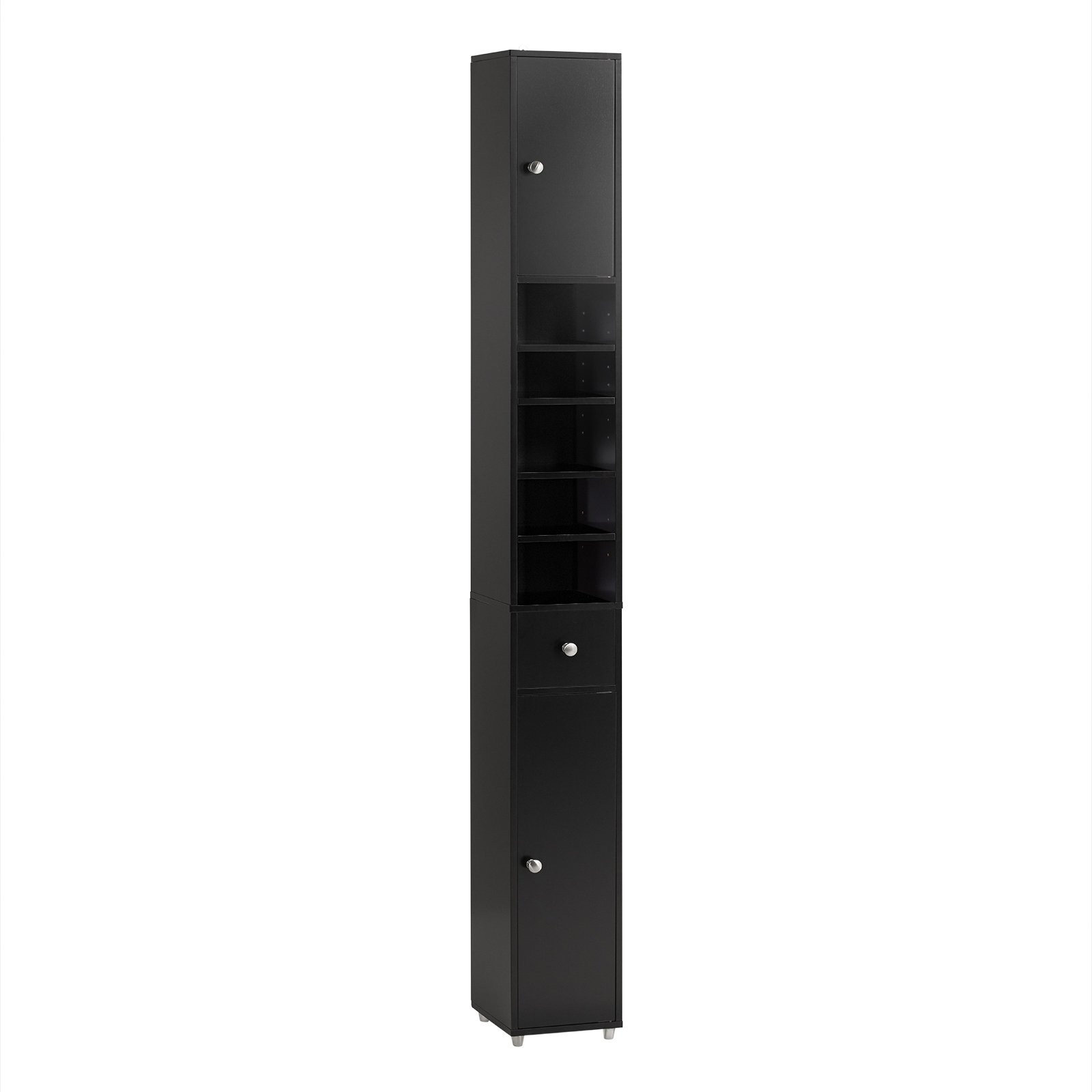 SoBuy 1 Drawer 2 Door 4 Shelf Tall Bathroom Cabinet - Black