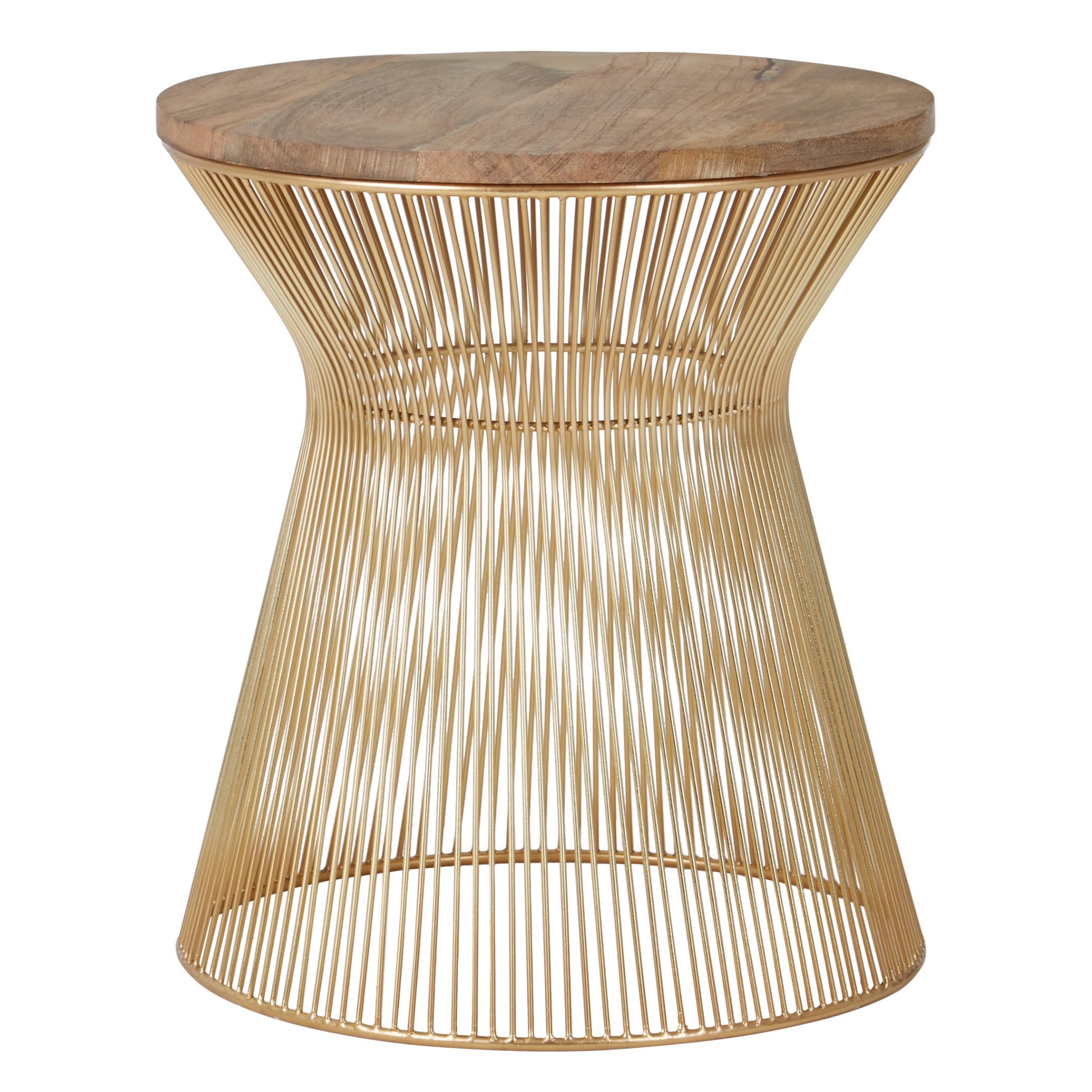 Orsina Templar Mango Wood Hourglass Side Table – Natural & Gold