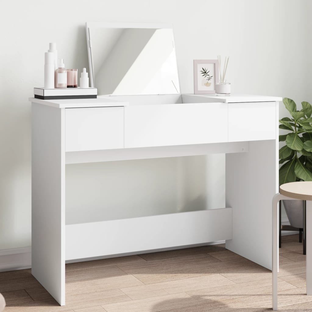 Walplus Glass Dressing Table - White - 100 x 45 x 76 cm
