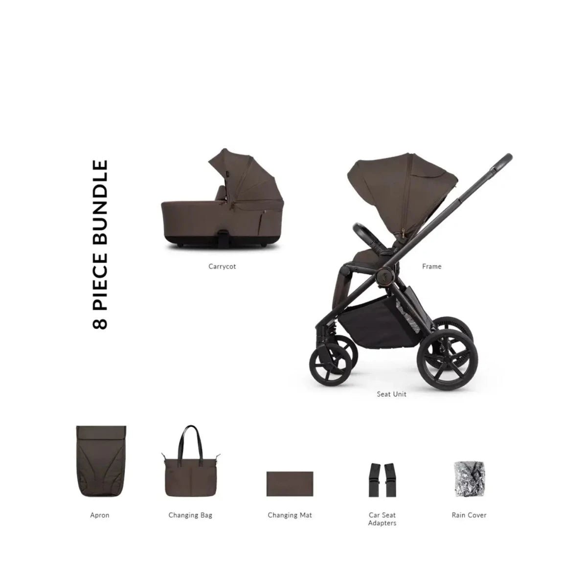 Venicci Claro 2 2-in-1 Pushchair and Car Seat Travel System - Chocolate