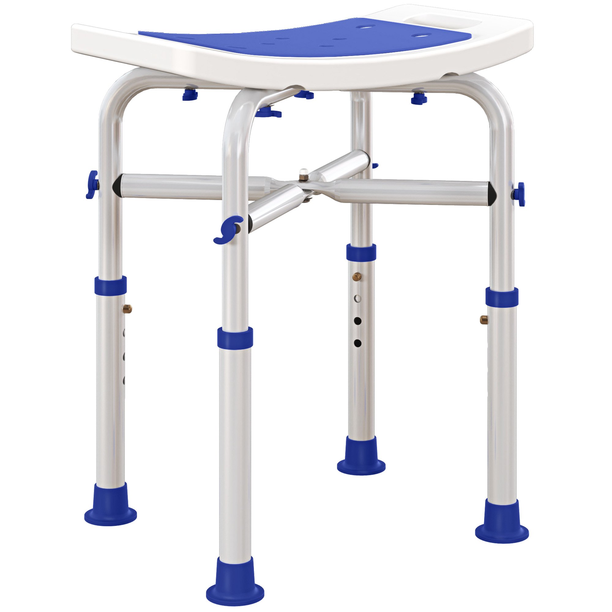 HOMCOM Adjustable Padded Shower Chair with Built in Handle - Purple