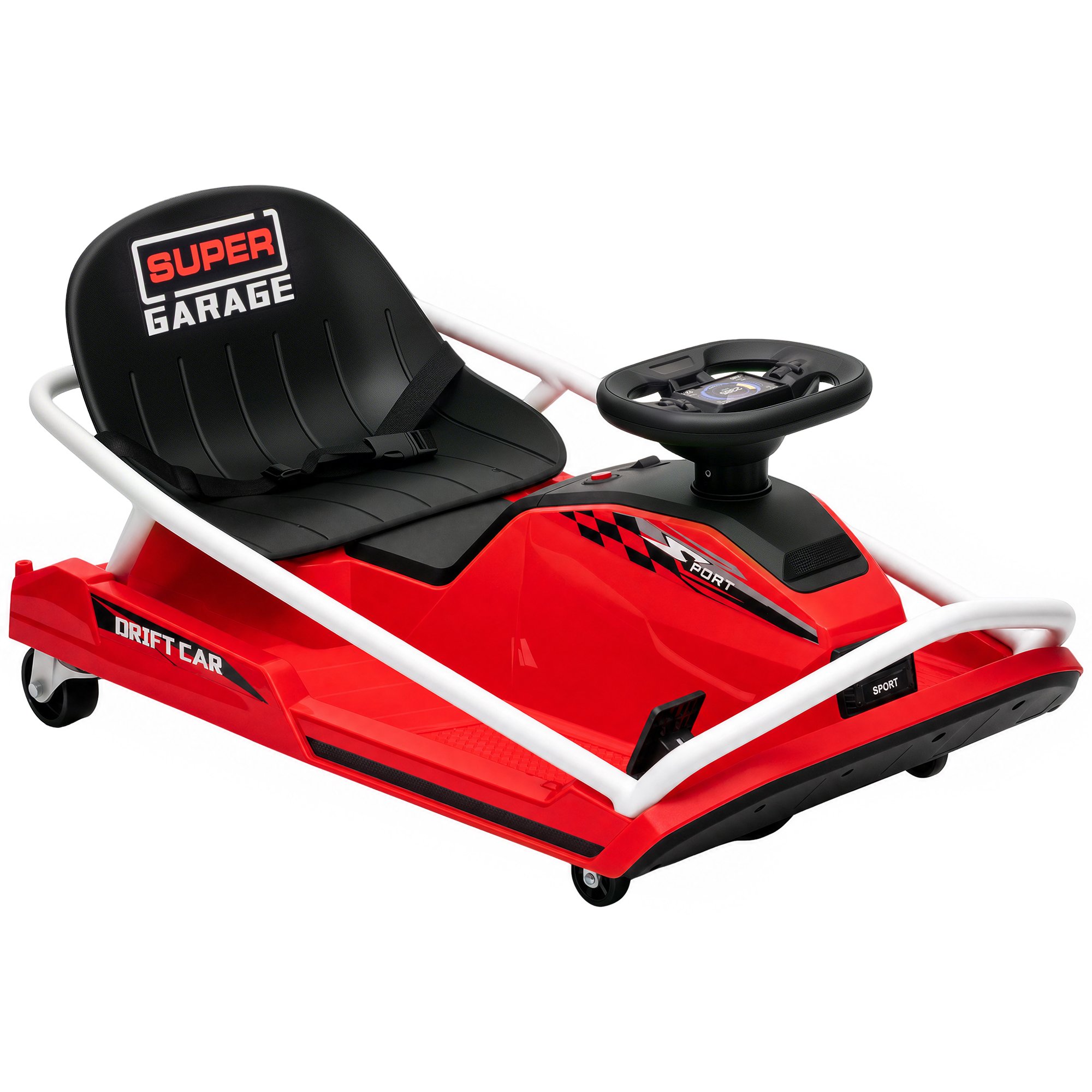 AIYAPLAY 24V 300W Ages 6-10 Brushless Drift Mode Electric Go Kart – Red