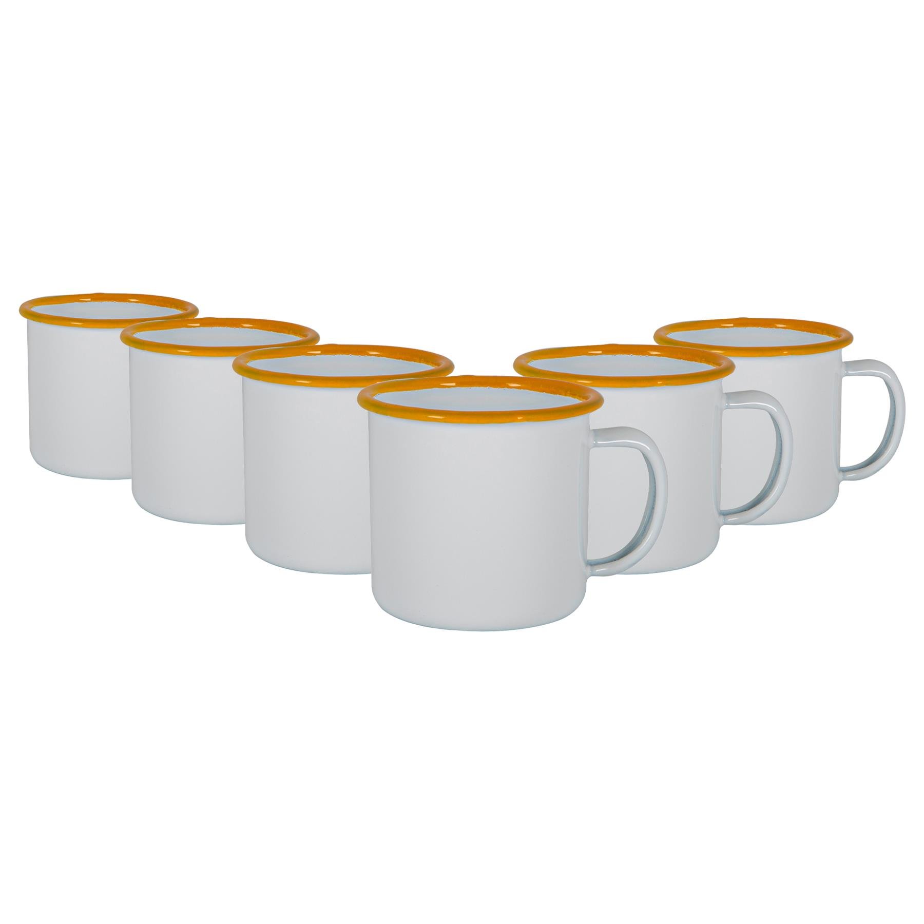 Argon Tableware White Enamel Espresso Cups - 130ml - Yellow - Pack of 6