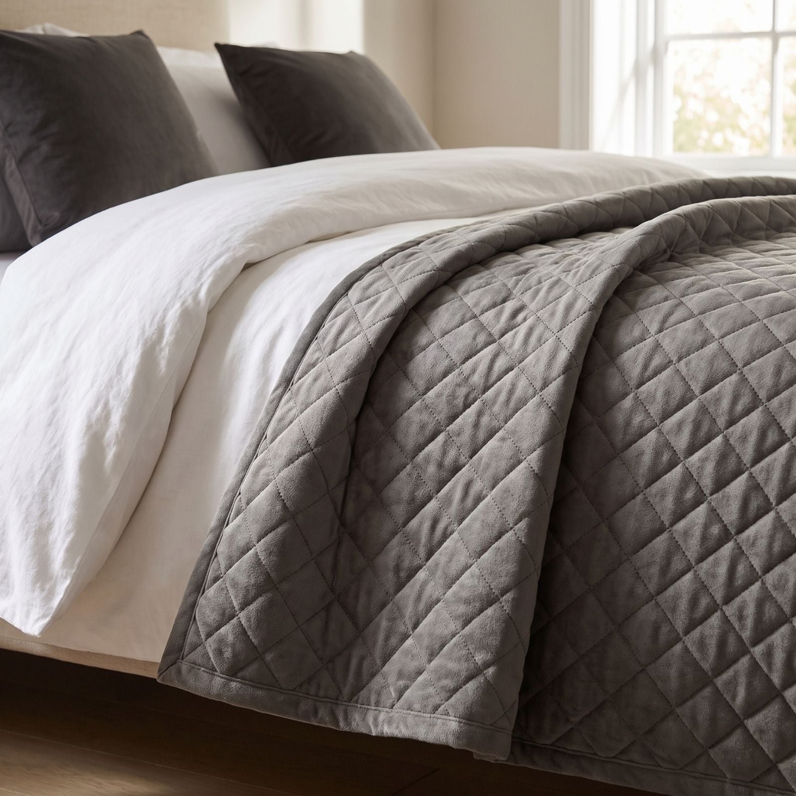Homescapes Diamond Quilted Throw - 150 x 200 cm - Grey