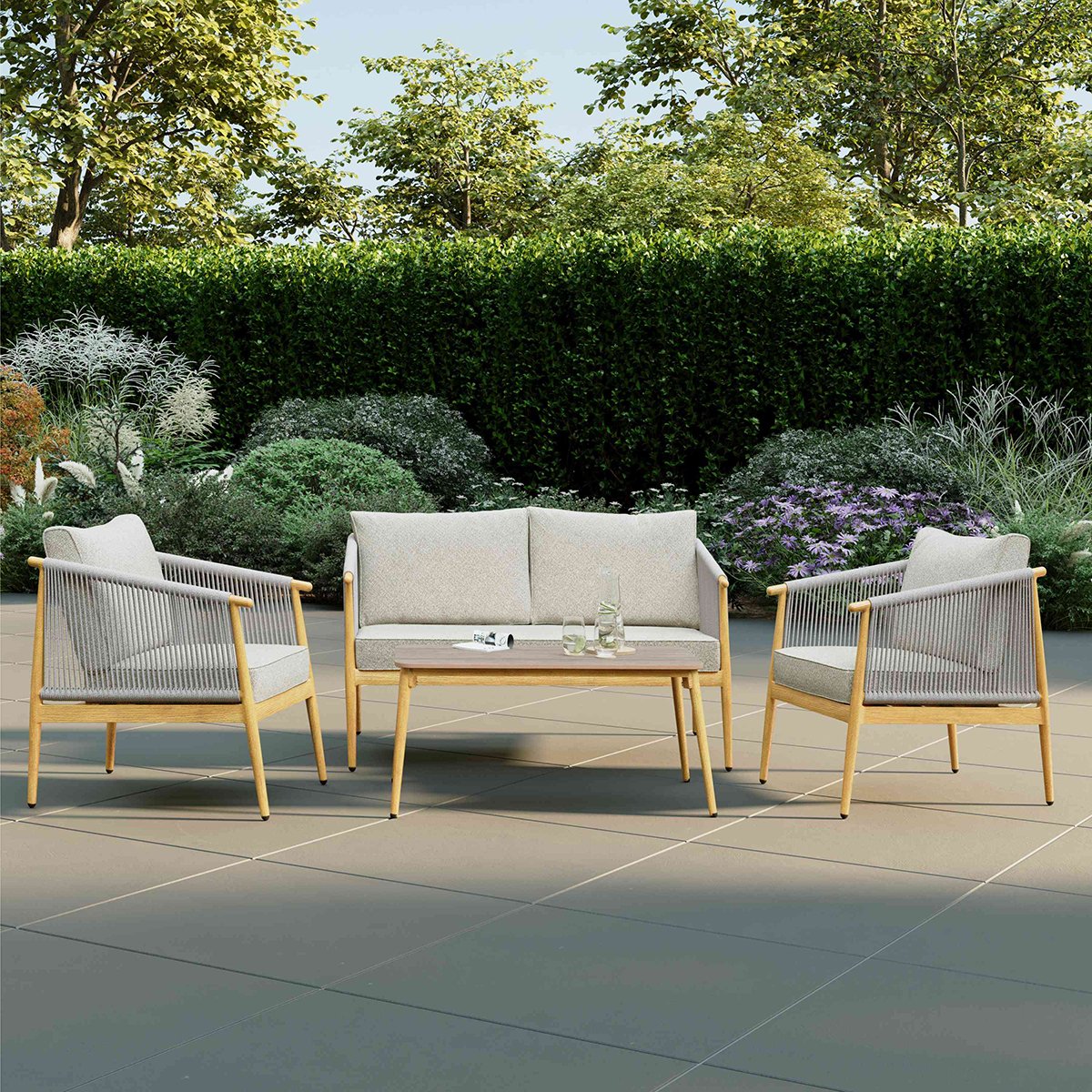 Charles Bentley Almada 4 Seater Lounge Set - Grey