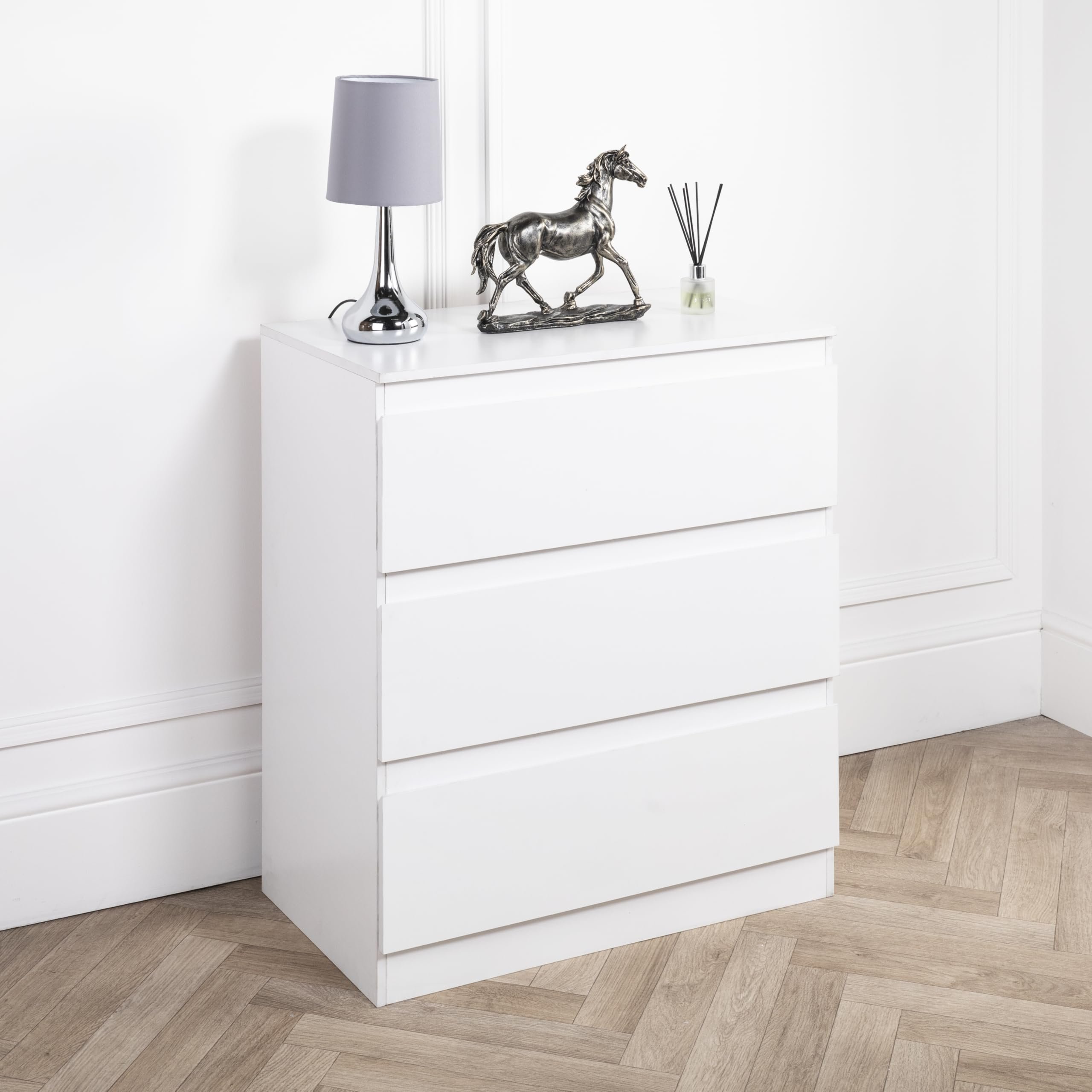 Home Treats Wide 3 Drawer Chest - White