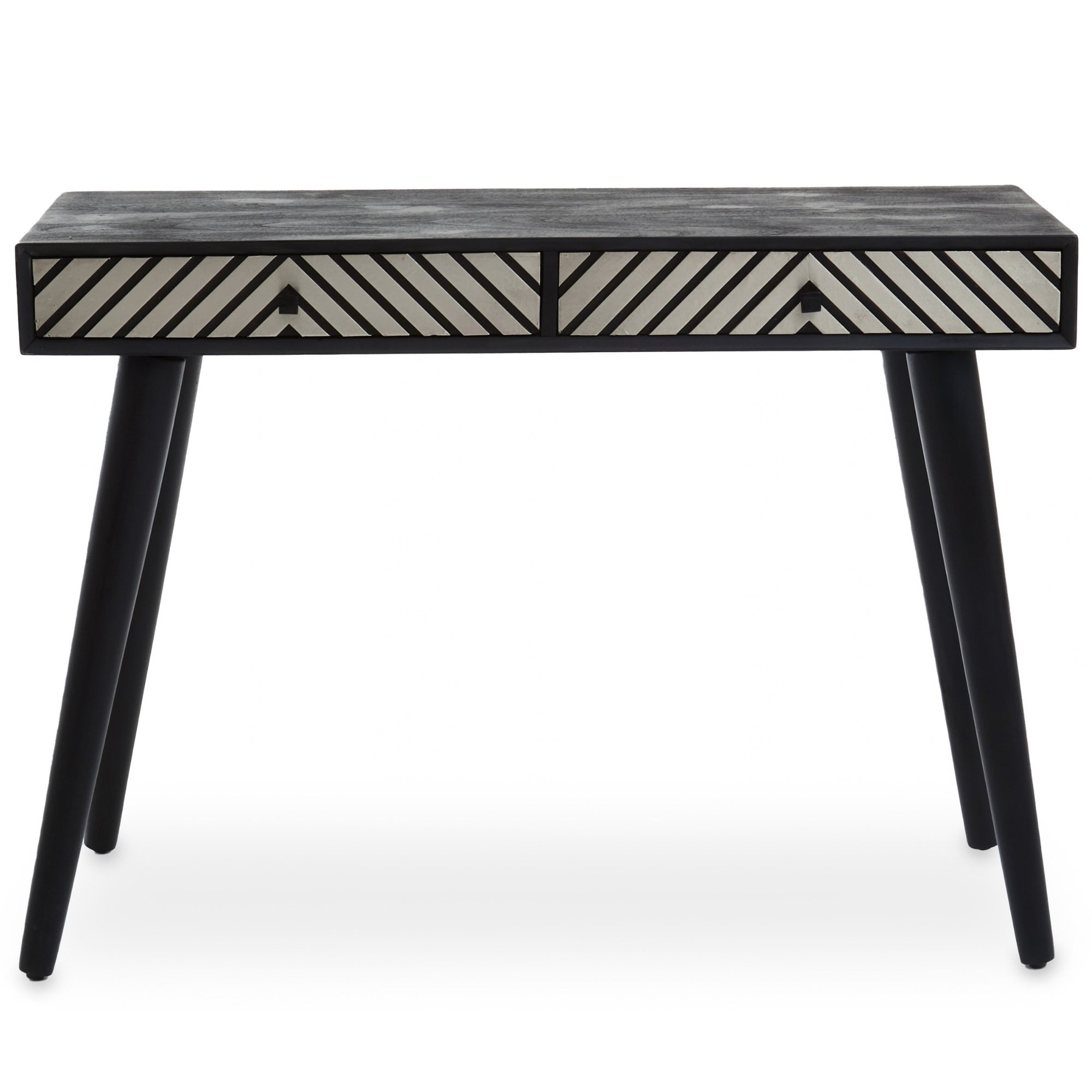 Orsina Boho 2 Drawer Console Table – Black and Silver