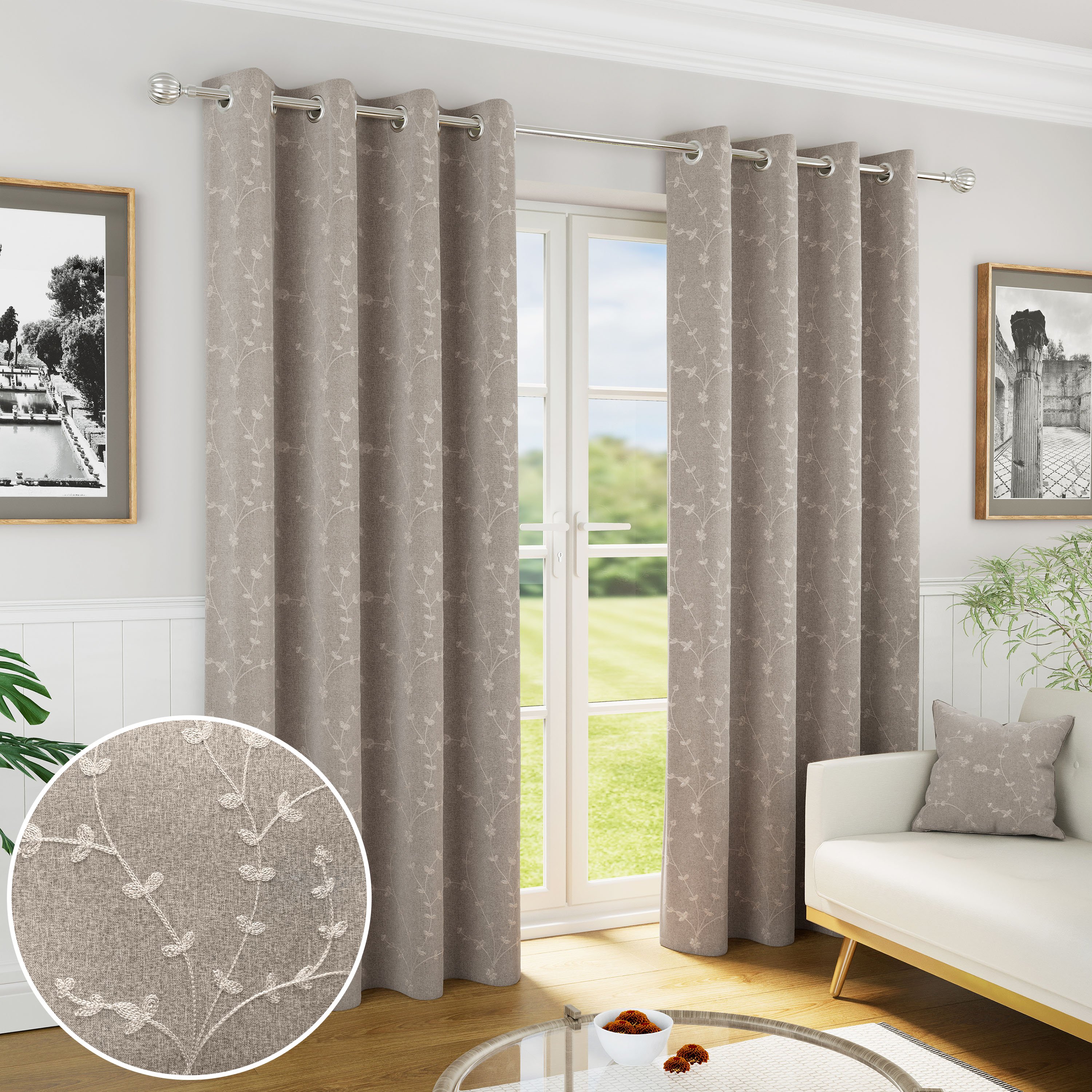 Enhanced Living Tivoli Eyelet Blackout Curtains - 117 x 137cm - Natural