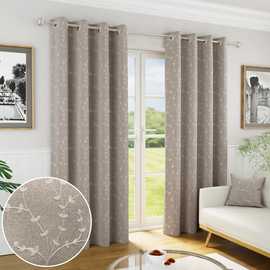 Enhanced Living Tivoli Eyelet Blackout Curtains - 117 x 137cm - Natural