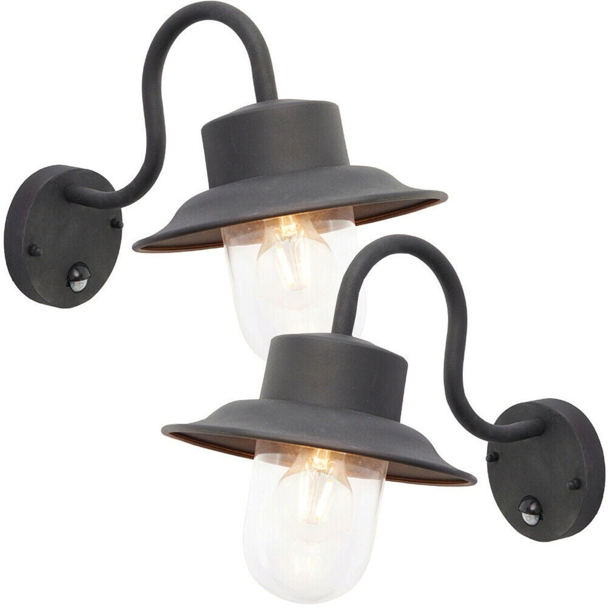 Loops Direct Pack of 2 Steel and Glass Wall Lamp - Black