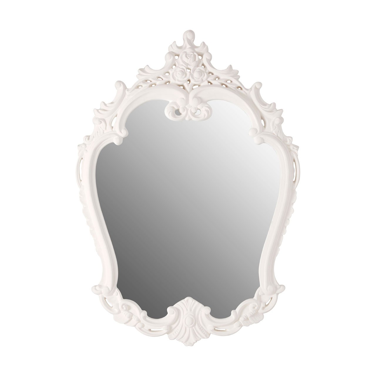 Orsina Locatelli Antique Rose Crest Wall Mirror – White