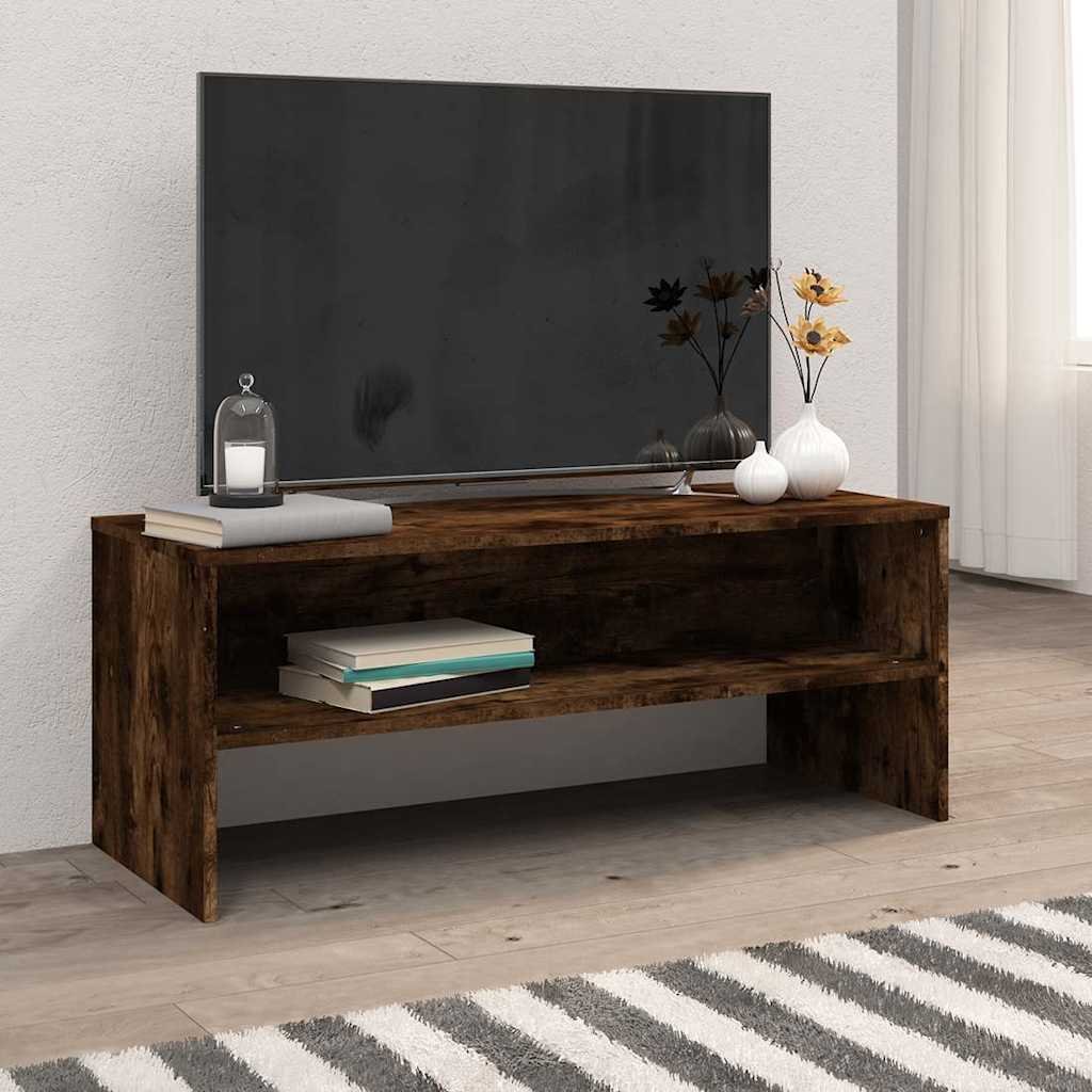 Walplus Engineered Wood TV Cabinet - Dark Oak - 100 x 40 x 40 cm (Smoked Oak)