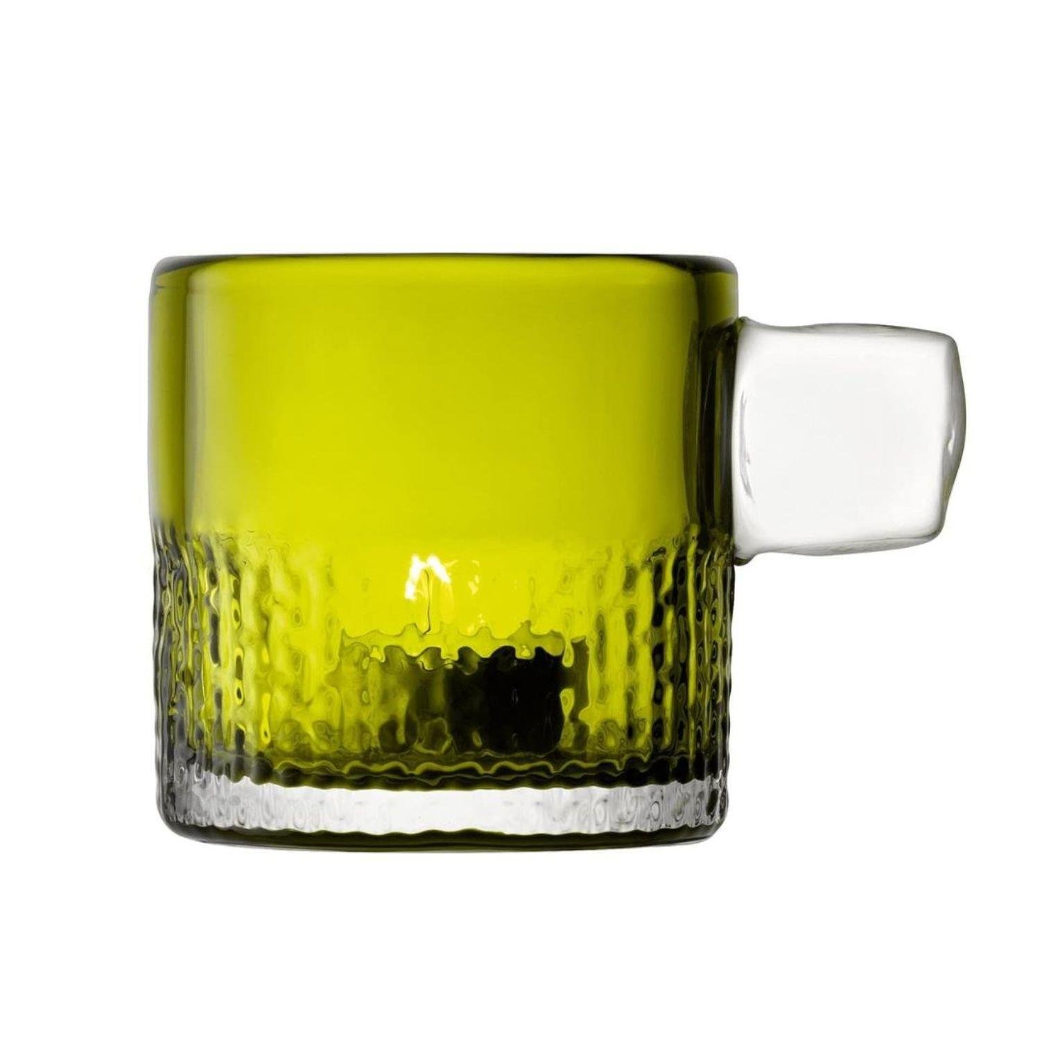 LSA International Glass Tealight Holder with Handle 9cm - Olive