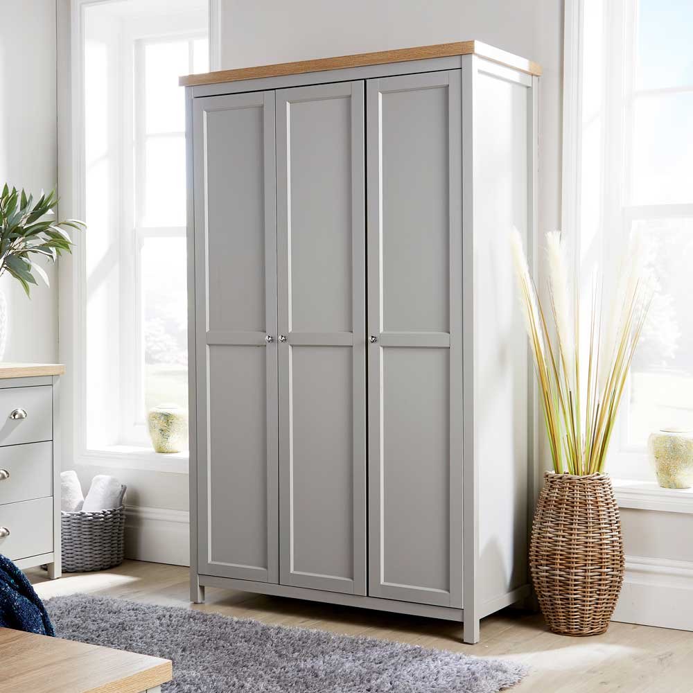 Home Source Avon 3 Door Wardrobe - Grey