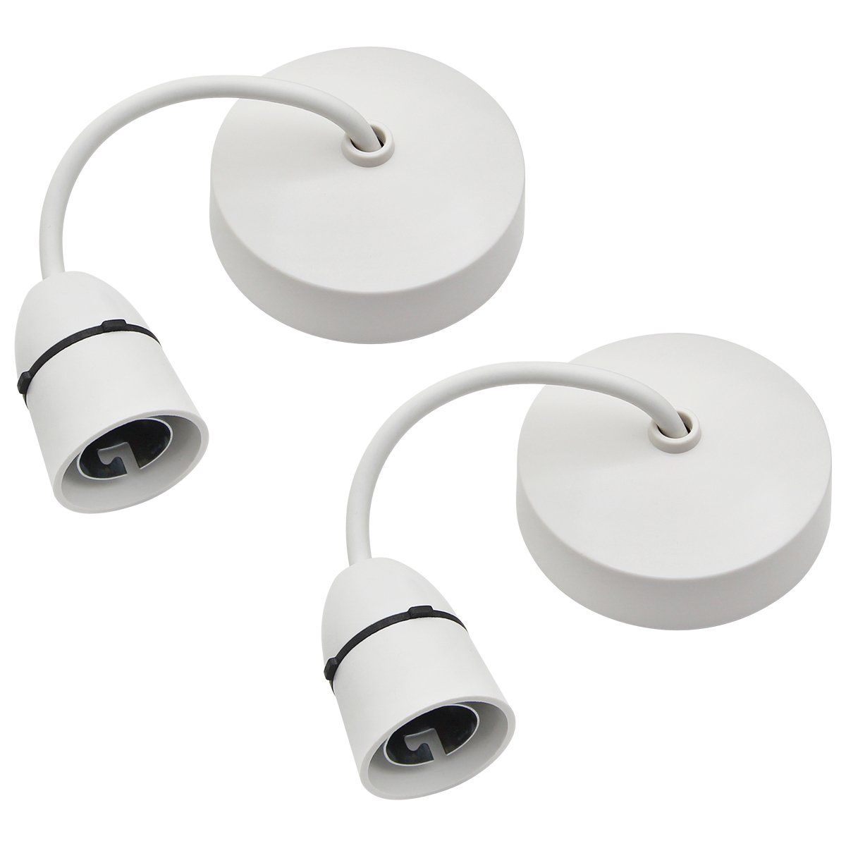 Energy Light Bulbs Ceiling Rose B22 Light Fitting Pack of 2 - White