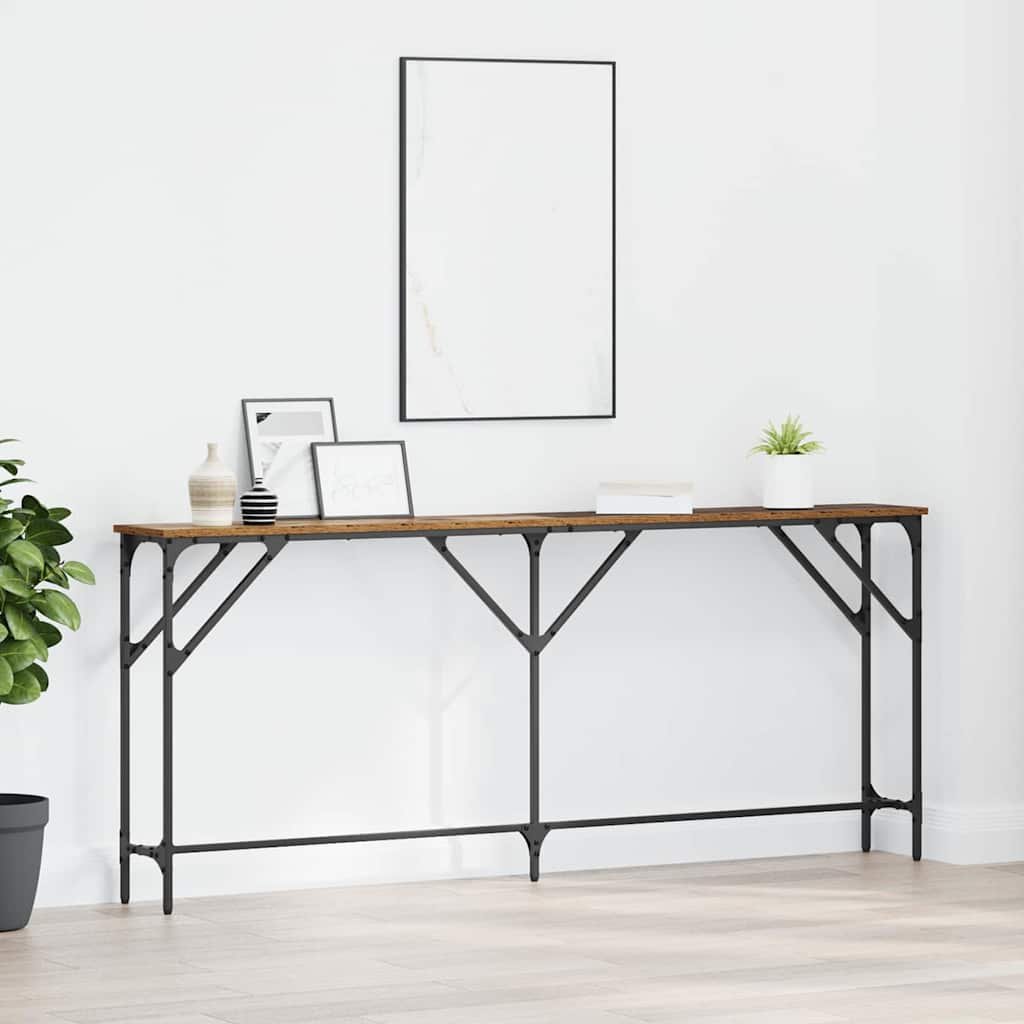 Walplus Engineered Wood Console Table - Old Wood - 180 x 23 x 75 cm