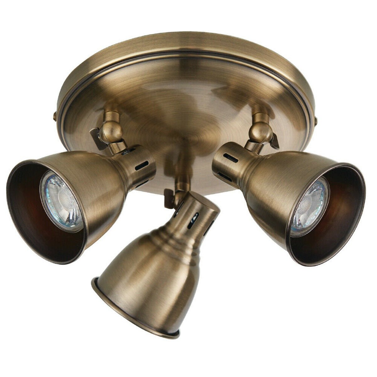 Loops Direct Steel LED Tilting Ceiling Spotlight - Antique Brass