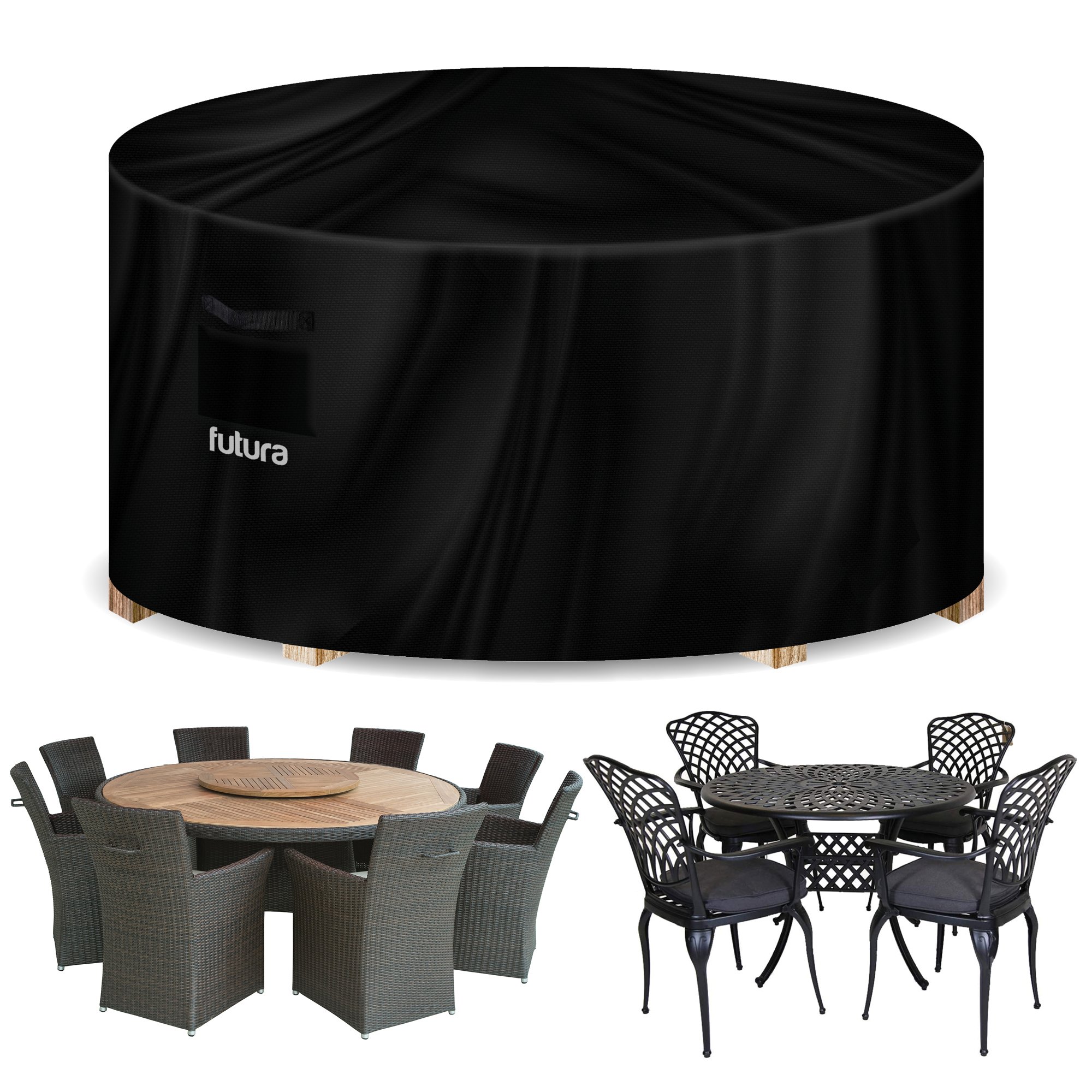 Futura Round Waterproof Deluxe Garden Furniture Cover 190cm - Black