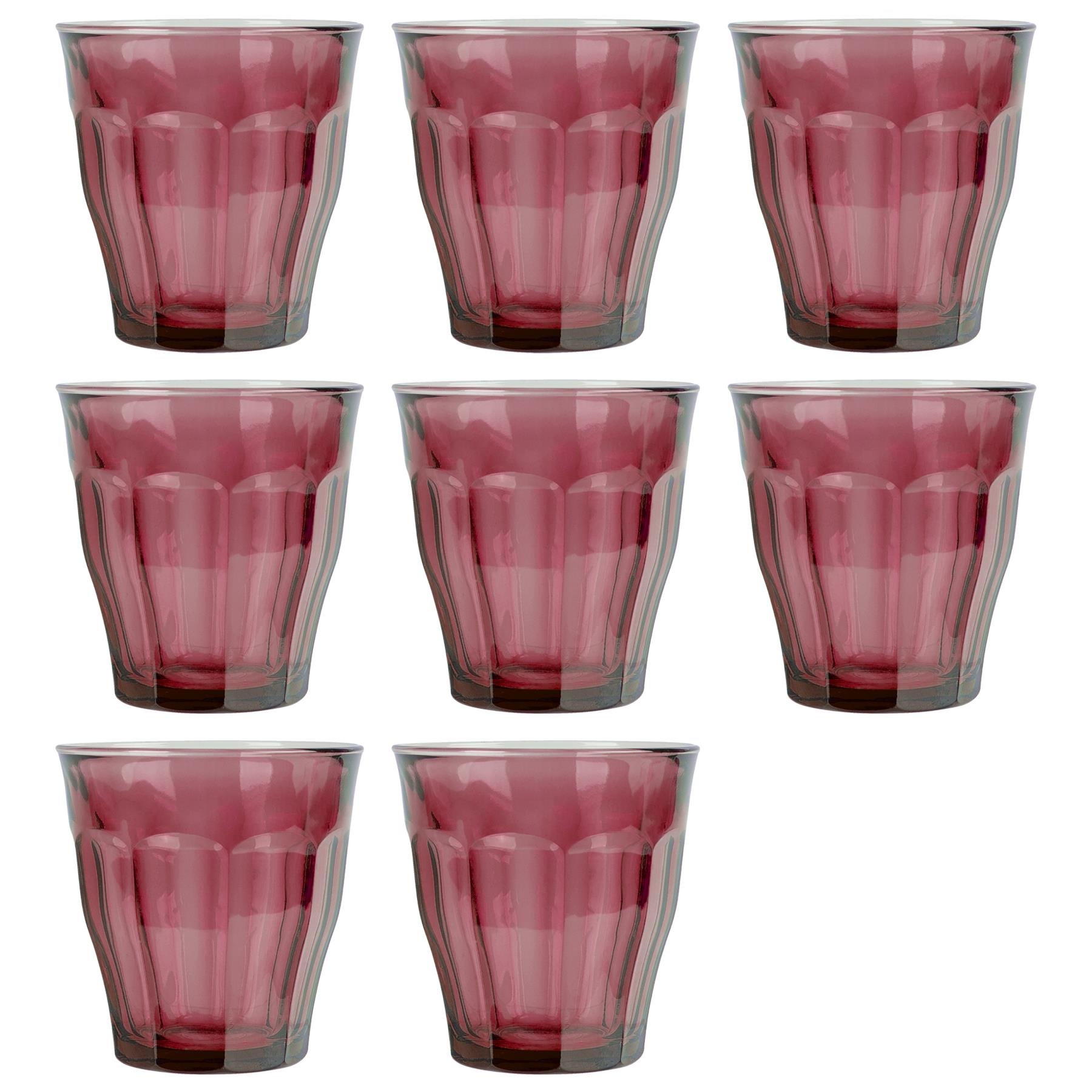 Duralex Picardie 250ml Drinking Glass Tumblers Pack of 8 - Plum