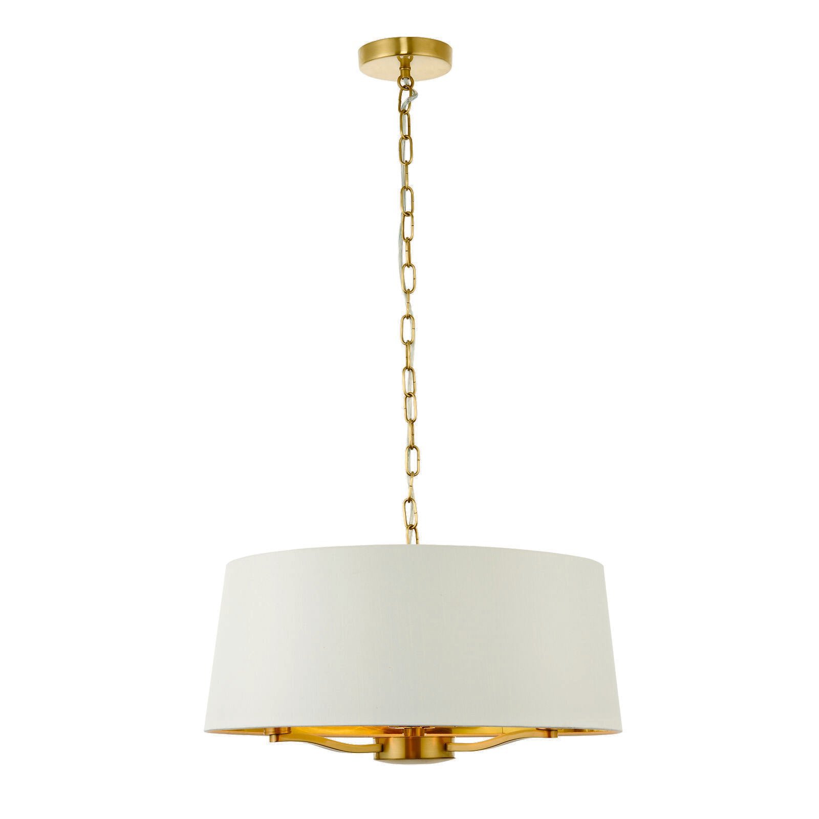 Loops Direct Satin Brass Steel Pendant Light - Vintage White