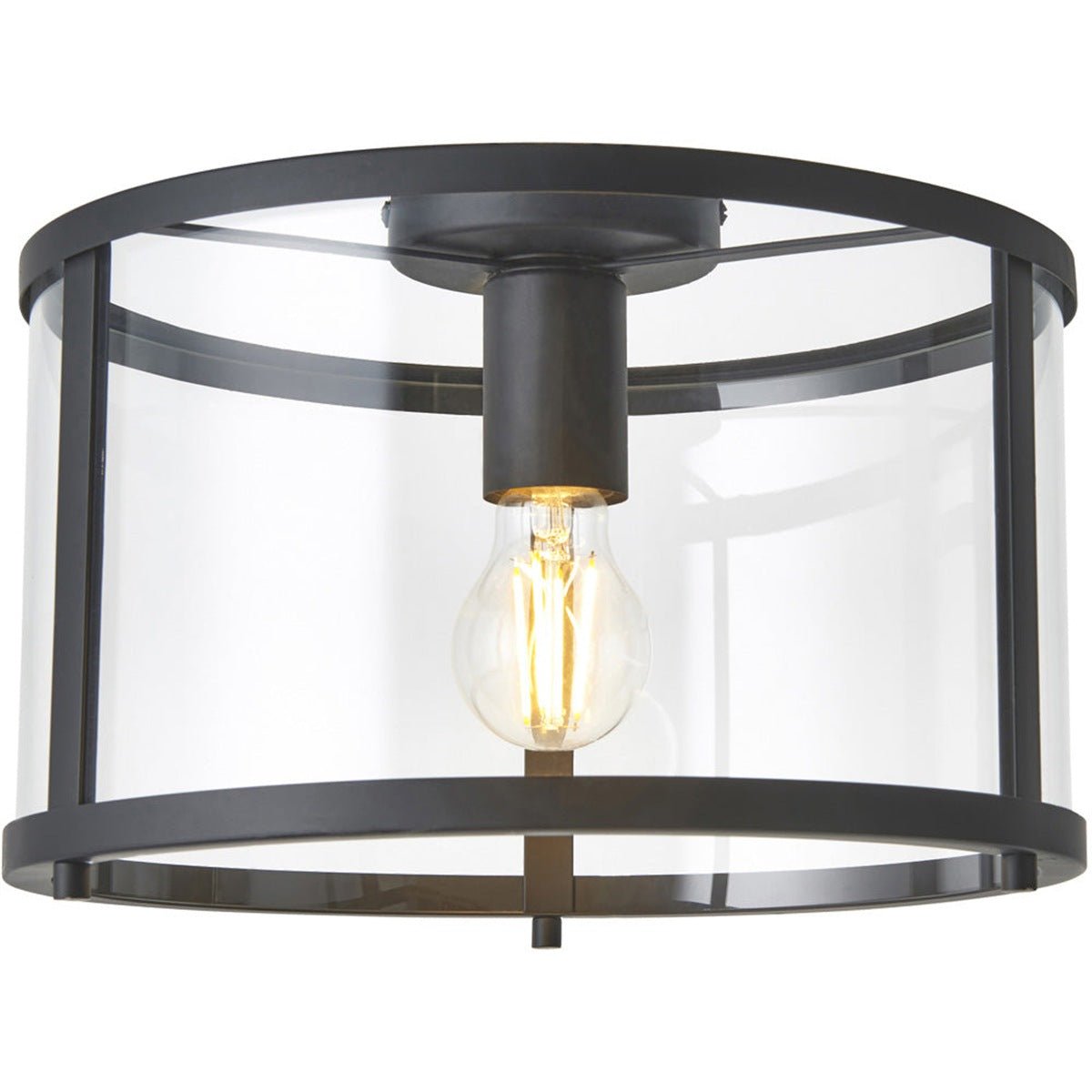 Loops Direct Semi Flush Ceiling Light - Matt Black and Clear Glass