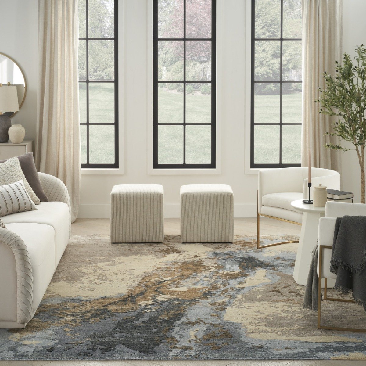 Mega Flooring Blue Modern Abstract Rug - 236 x 297cm