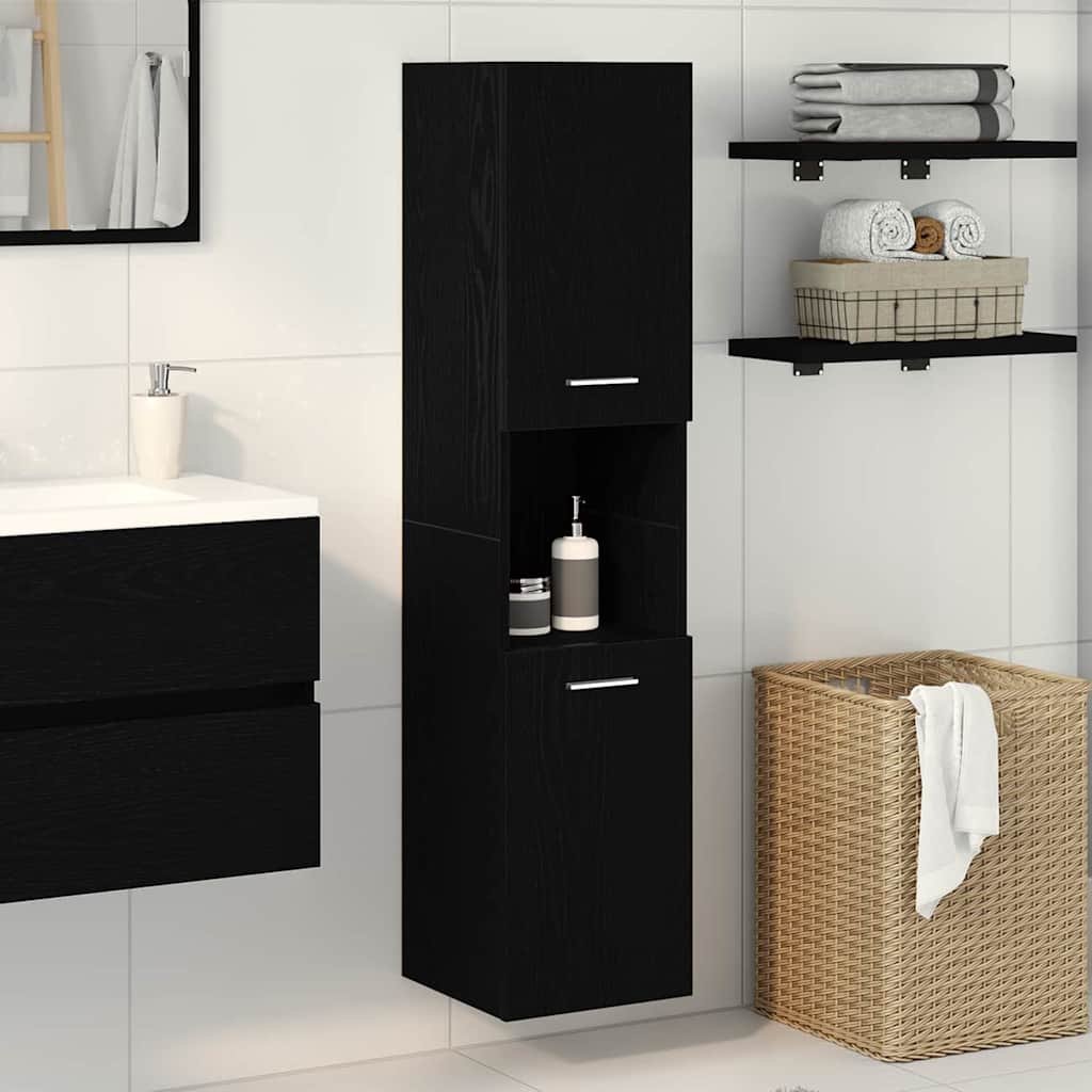 Walplus Engineered Wood Bathroom Cabinet - Black Oak - 30 x 30 x 130 cm