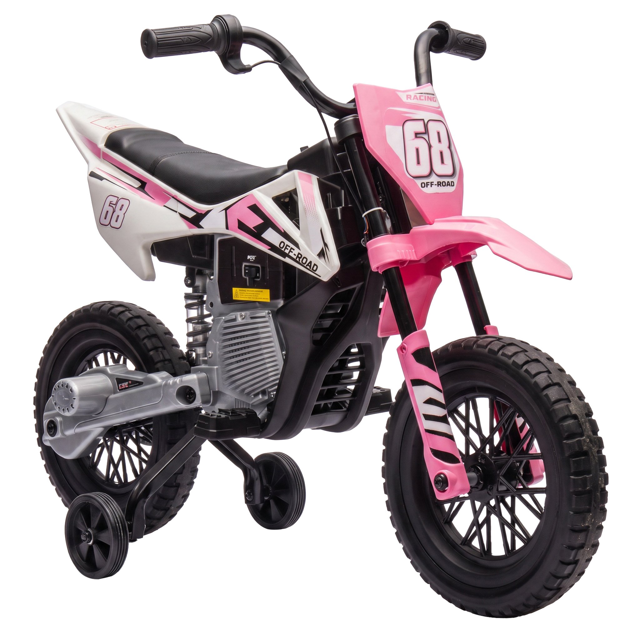 AIYAPLAY 12V 3-6 Years Training Wheels Electric Ride On Motorcycle – Pink