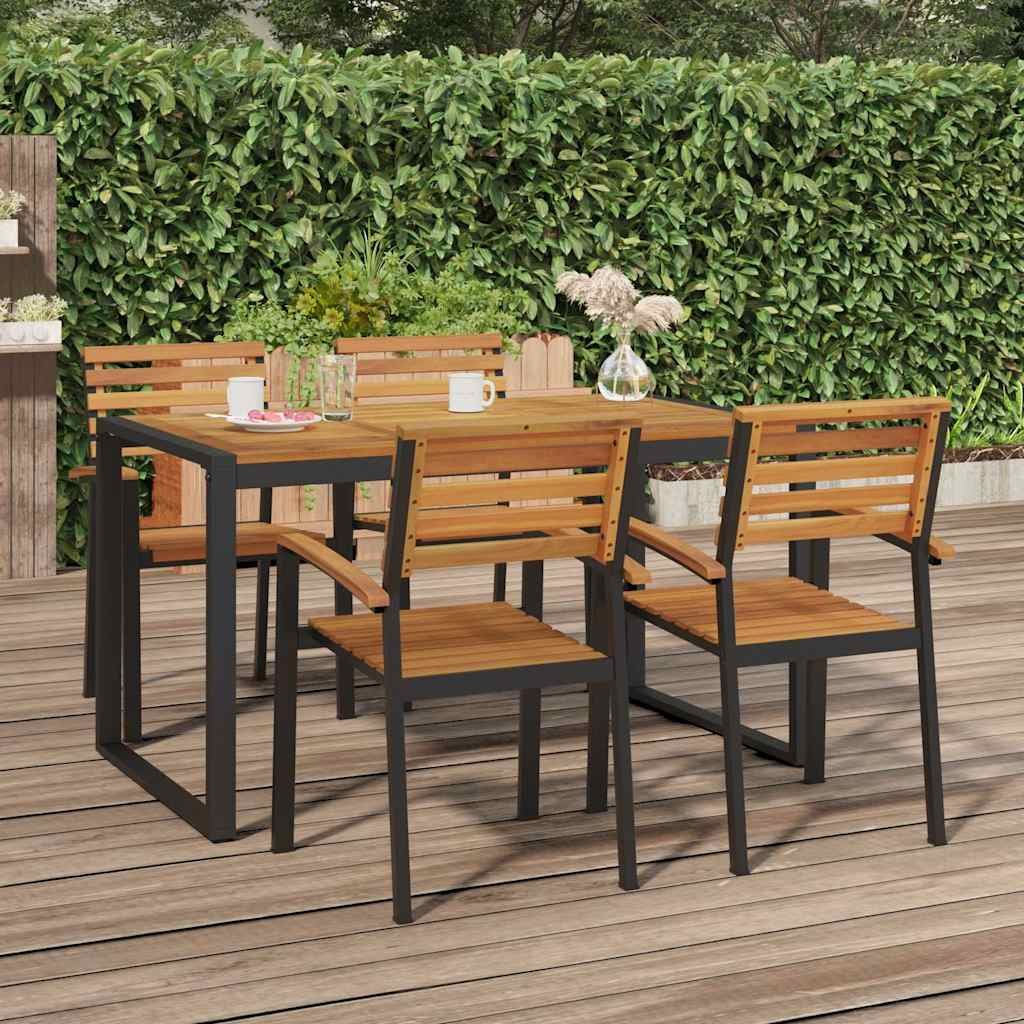 Walplus Acacia Wood Garden Table with U Shaped Legs - Brown - 140 x 80 x 75 cm