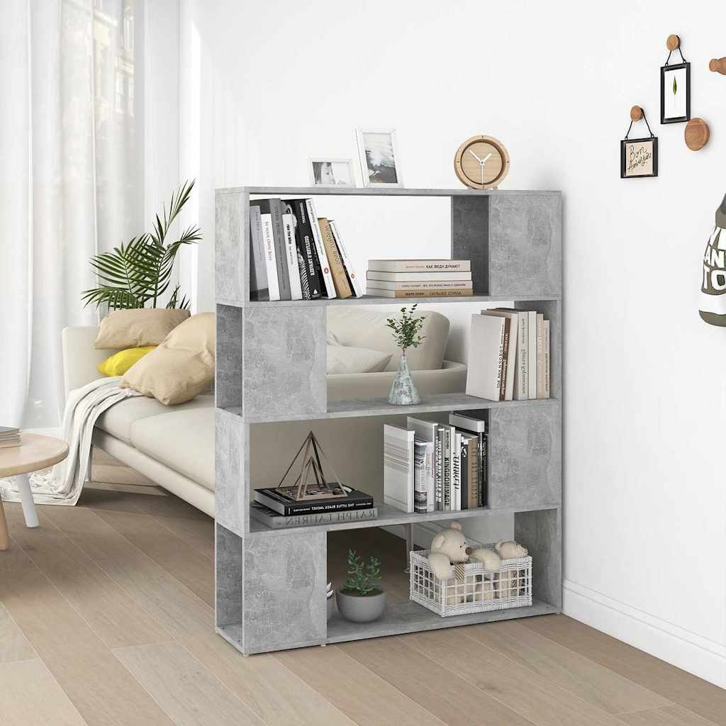Walplus Engineered Wood Book Cabinet - Stone Grey - 100 x 24 x 124 cm