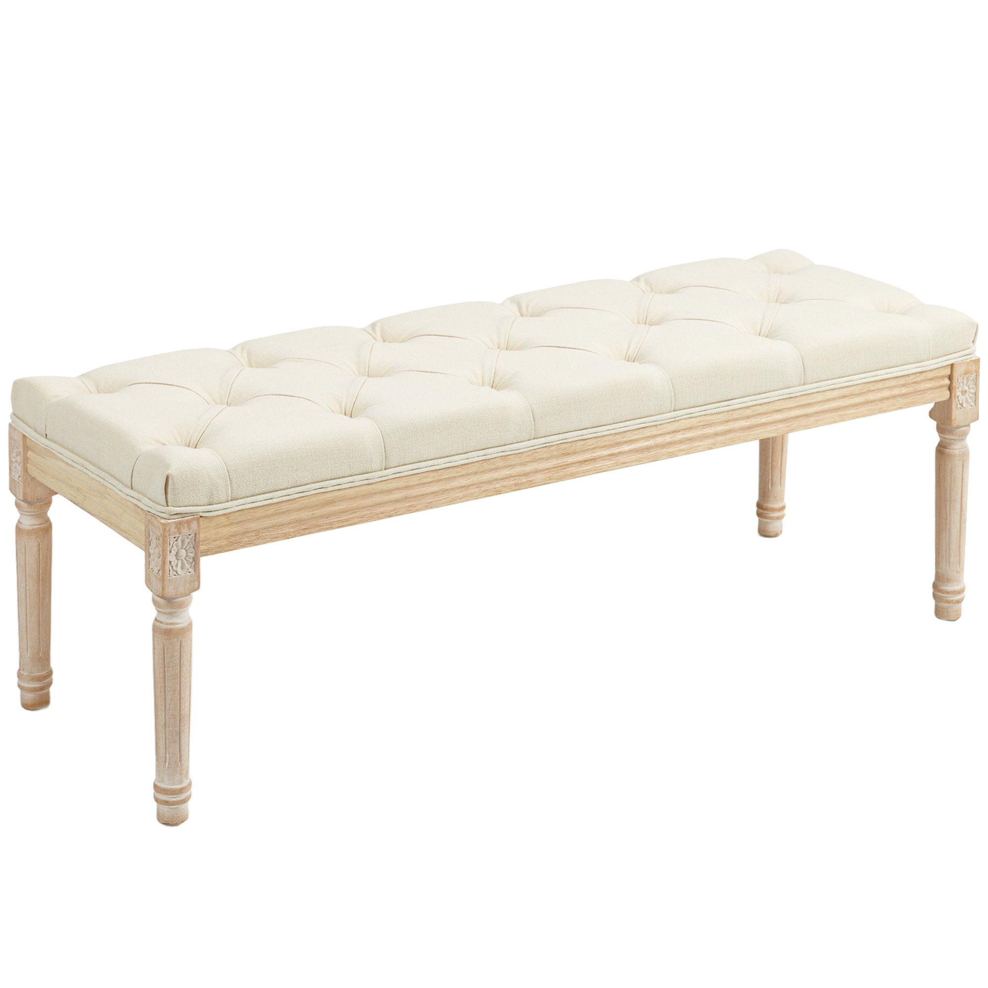 HOMCOM 115cm End of Bed Bench - Cream White