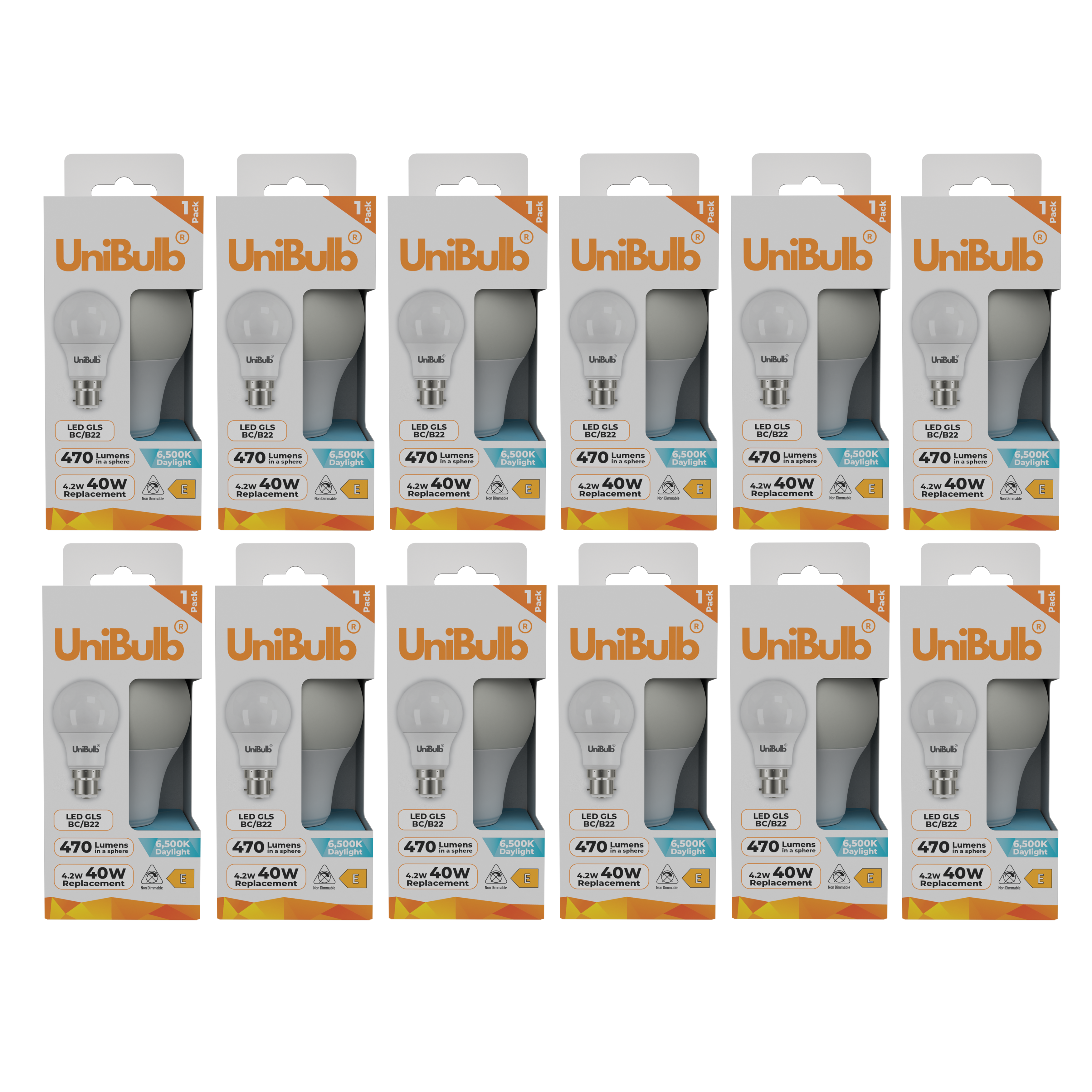 UniBulb 4.2W LED Daylight GLS B22 Light Bulb - Pack of 12