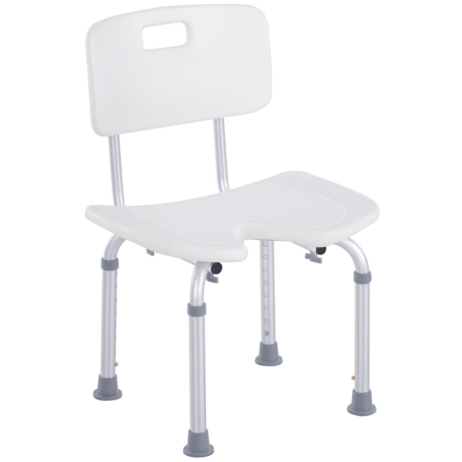 HOMCOM 8 Level Height Adjustable Aluminum Bath Stool with Non Slip Feet
