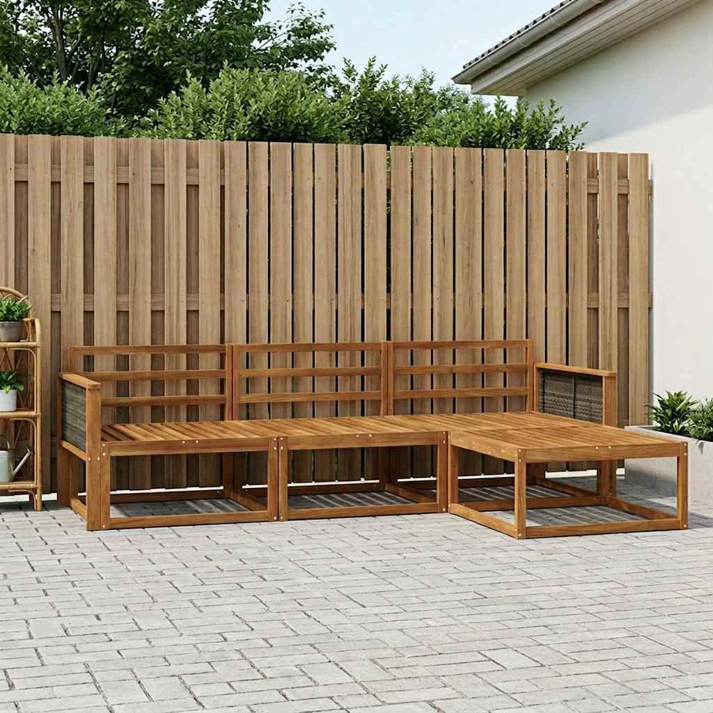Walplus 4 Piece Solid Acacia Patio Sofa Set - Natural - 249.5 x 162.5 x 73 cm