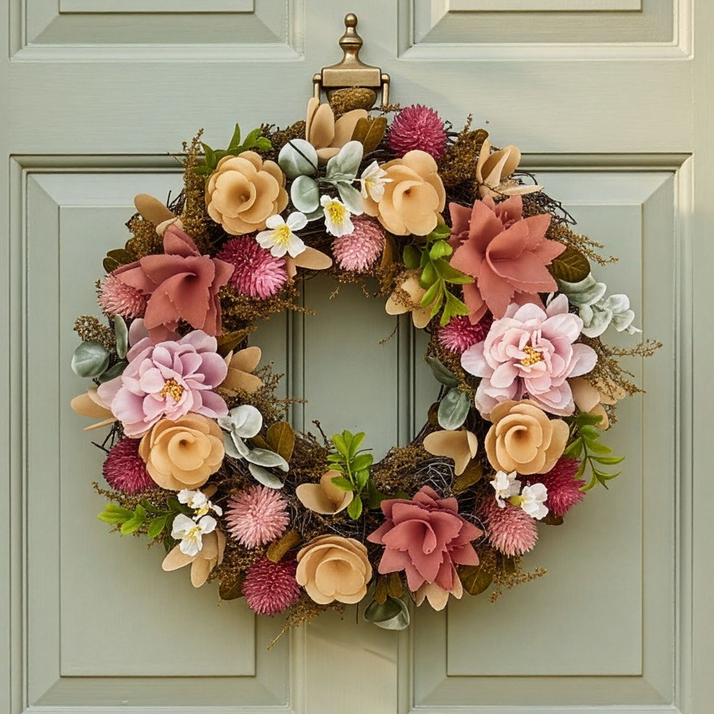 Dibor Pink Floral Wreath - 50cm