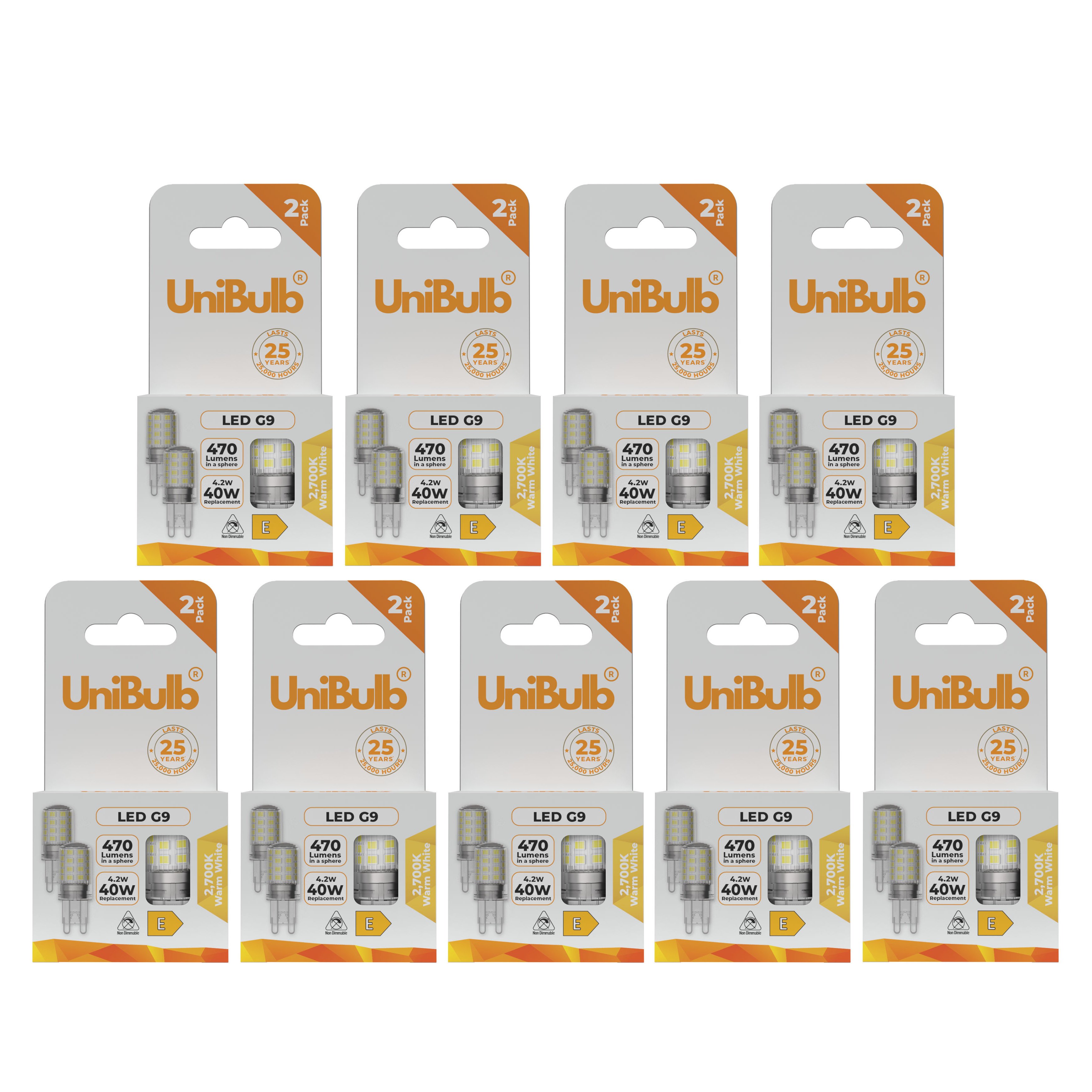 UniBulb 4.2W LED Warm White Capsule G9 Light Bulb - Pack of 18