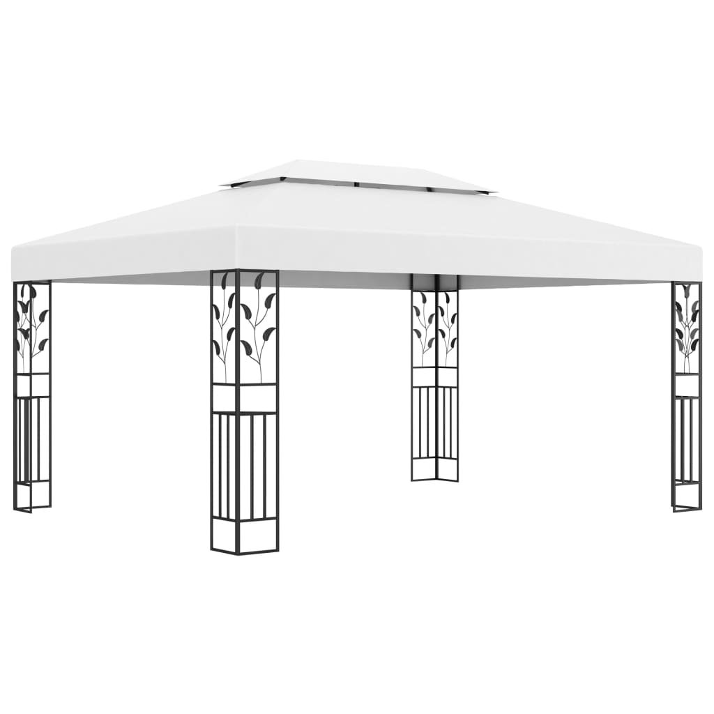 Walplus 3 x 4 m Garden Gazebo with Double Roof - White