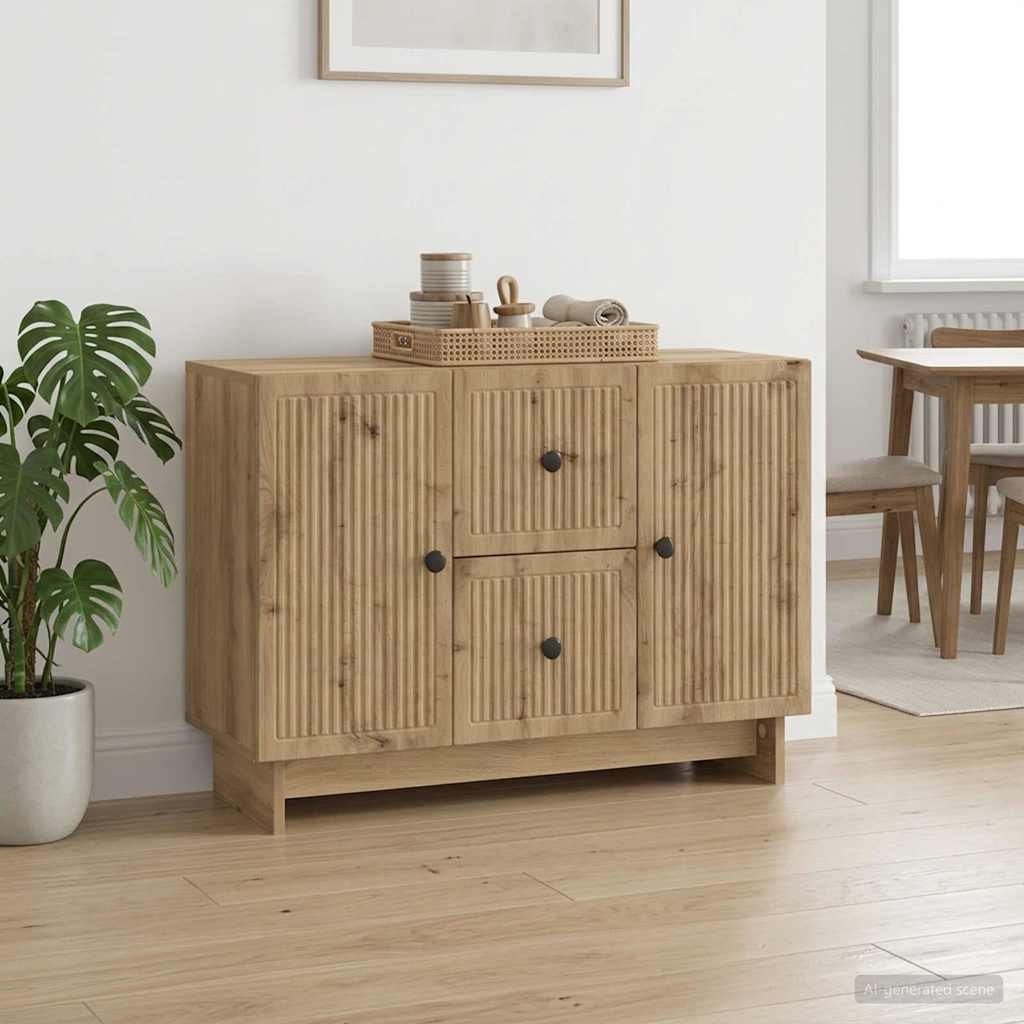 Walplus 2 Drawer Rectangular Sideboard - Artisan Oak - 89 x 34.5 x 60 cm
