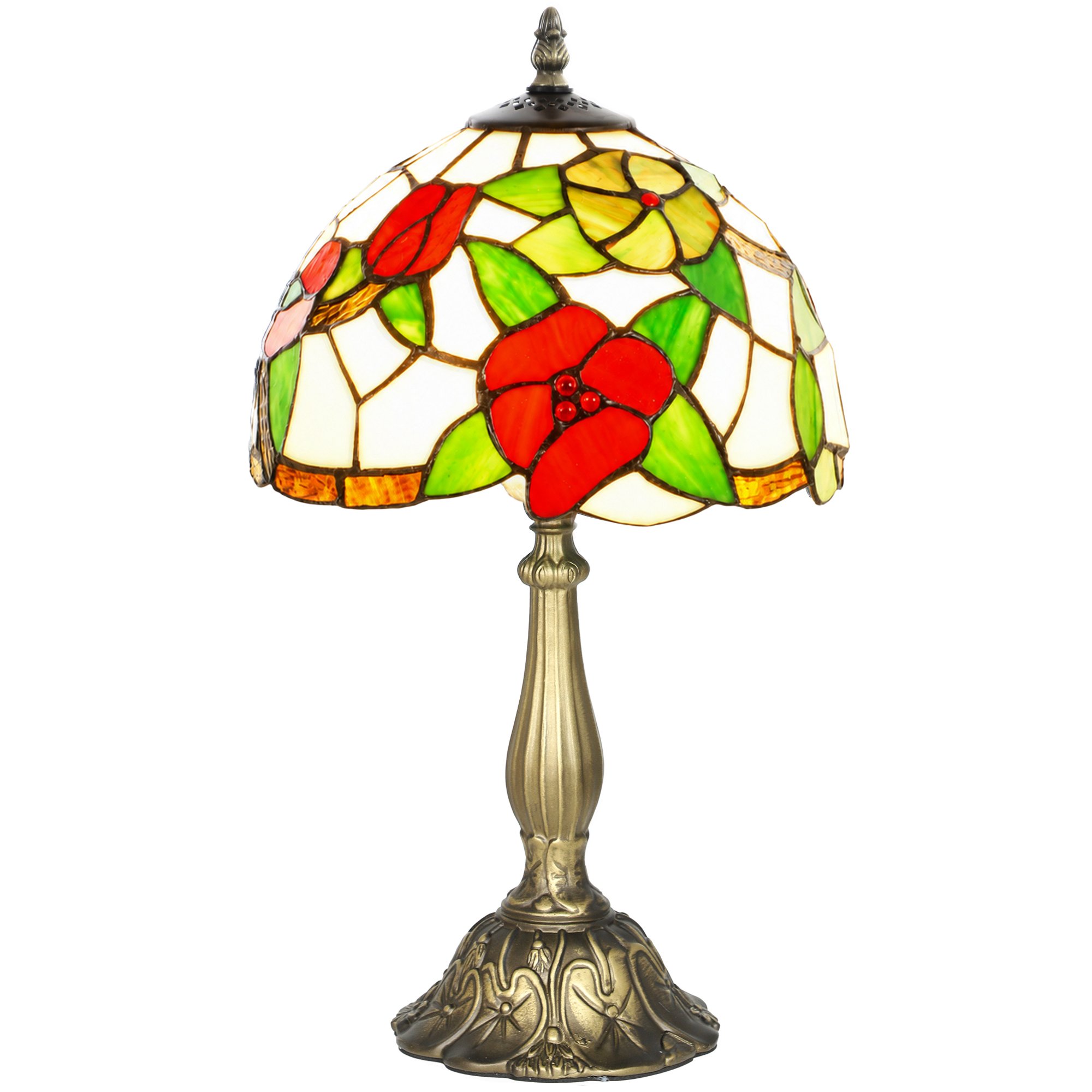 HOMCOM Tiffany 45cm Stained Glass Table Lamp – Red